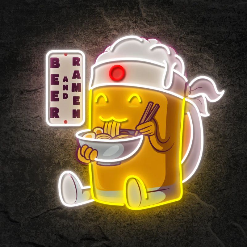 Néon Personnage Bière & Ramen - Néon personnalisé NeonStar