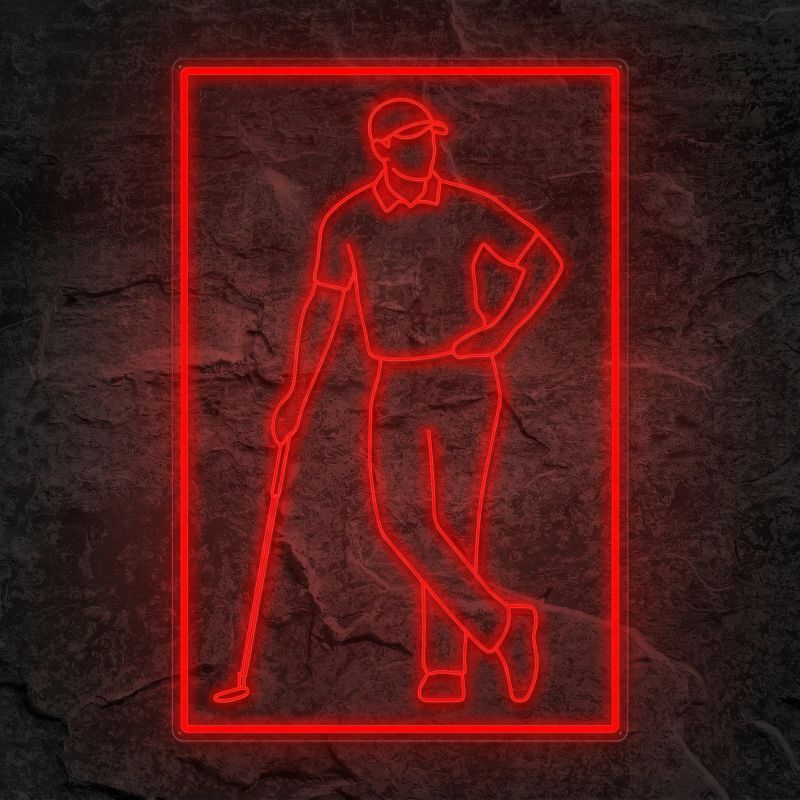 Néon Joueur De Golf Rouge - Néon personnalisé NeonStar