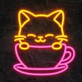Miniature Néon Chat Tasse de Café - Néon personnalisé
