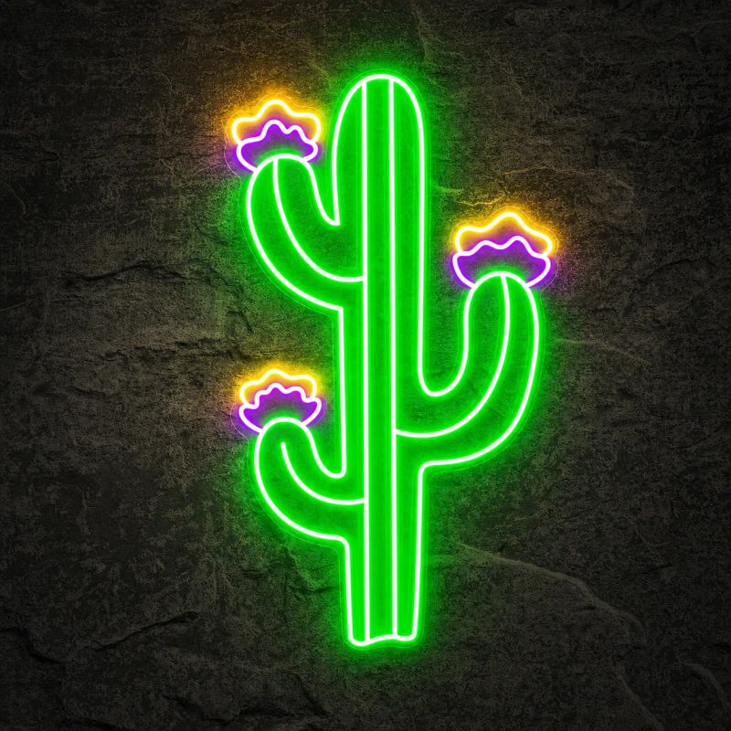Néon Cactus avec Fleurs - Néon personnalisé NeonStar