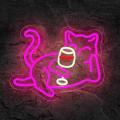 Miniature Néon Chat verre de vin - Néon personnalisé