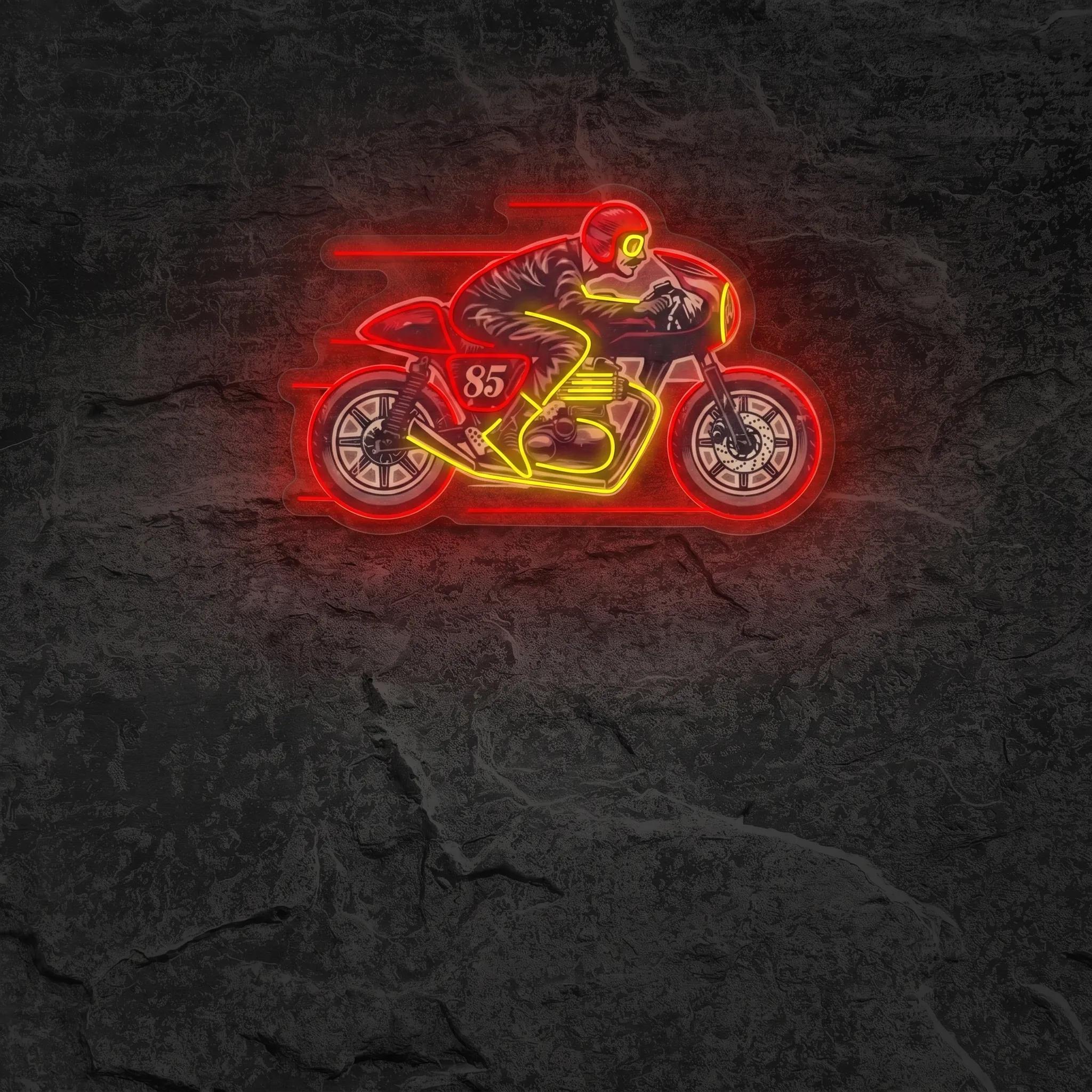 Néon Homme Café Racer Moto Vintage - Néon personnalisé NeonStar