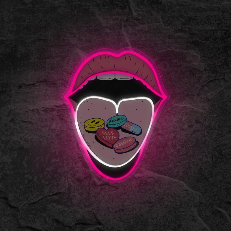 Néon Pilules d'auto-amour Bouche - Néon personnalisé NeonStar