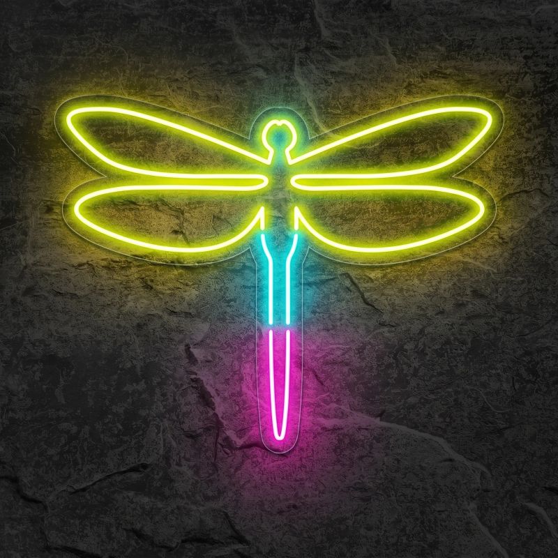 Néon Libellule Jaune Bleu Rose - Néon personnalisé NeonStar