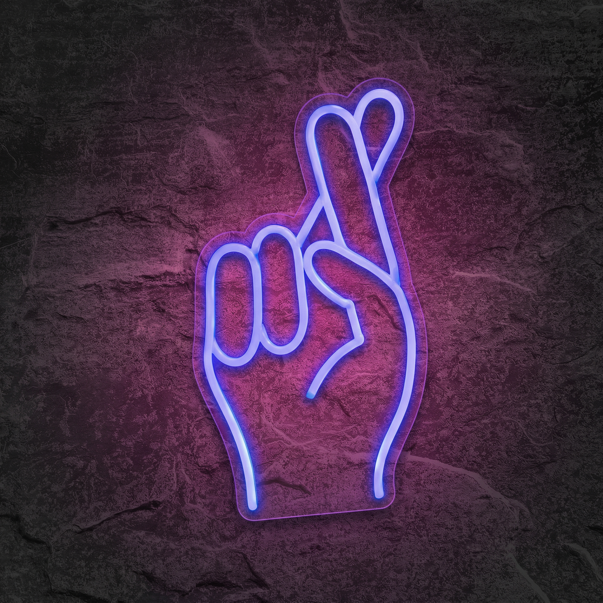 Néon Fingers Crossed Emoji - Néon personnalisé NeonStar
