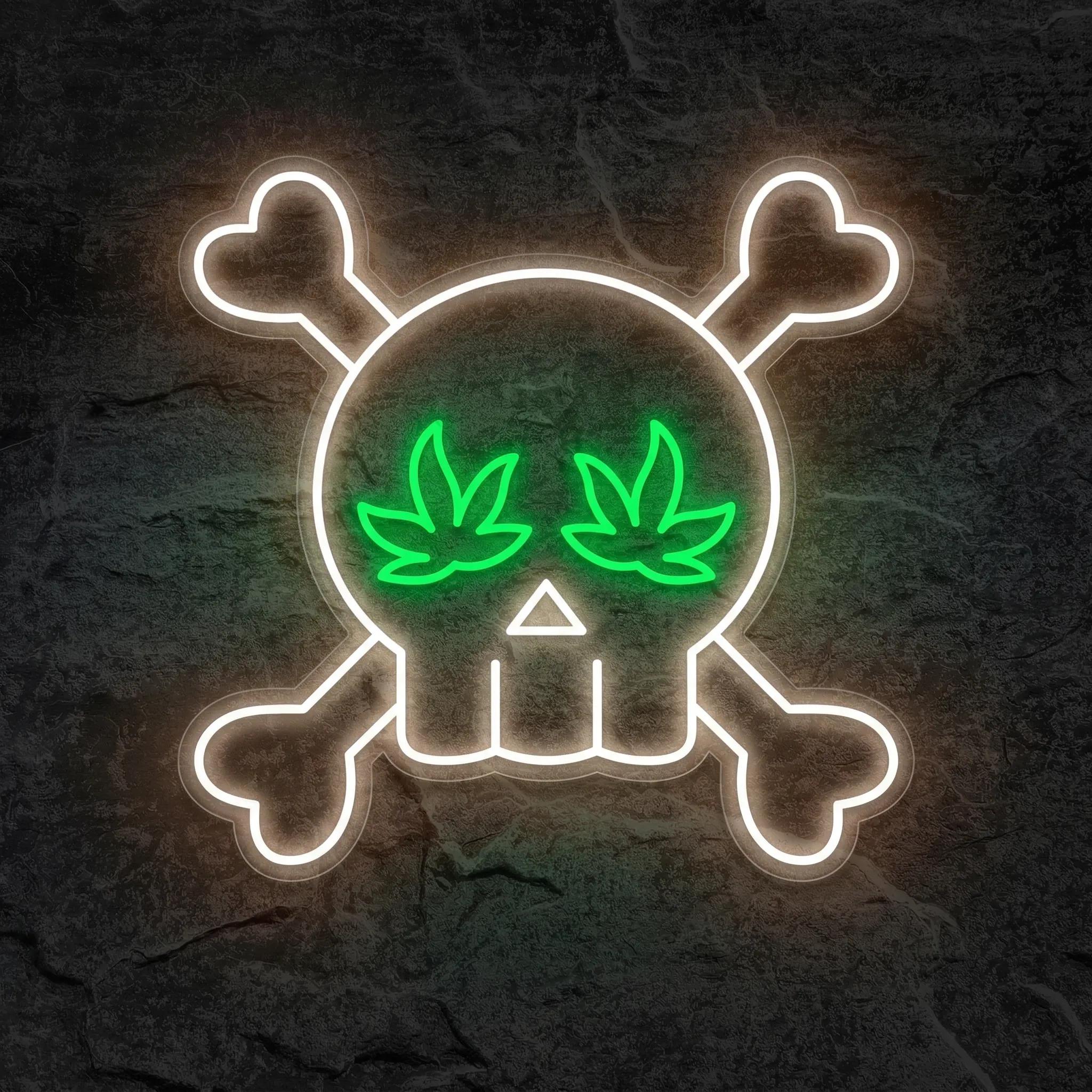 Néon Marijuana Cannabis Crâne - Néon personnalisé NeonStar