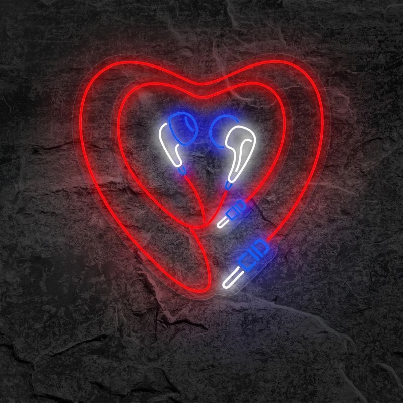 Néon Écouteurs Forme De Cœur - Néon personnalisé NeonStar
