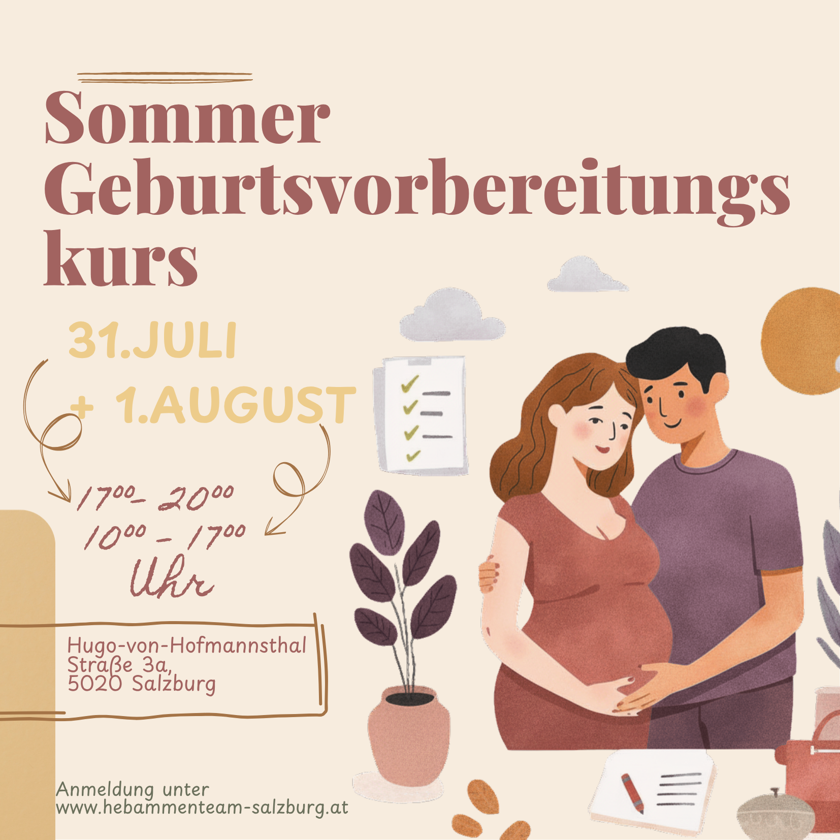 Geburtsvorbereitungskurs im Sommer
