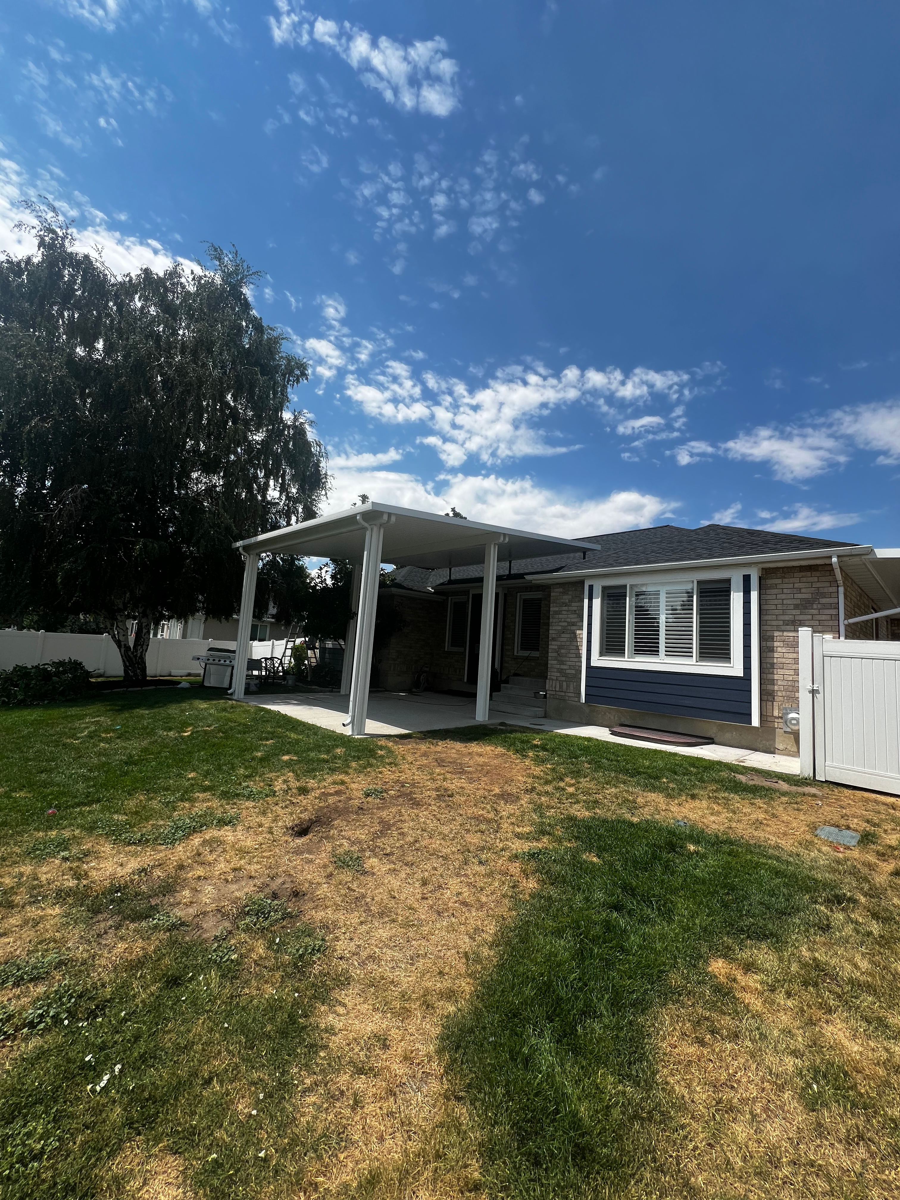 Elevated roof mount patio cover project by Utah Awnings