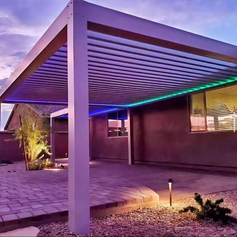 Custom automatic electric louvered awning in Salt Lake City, Utah