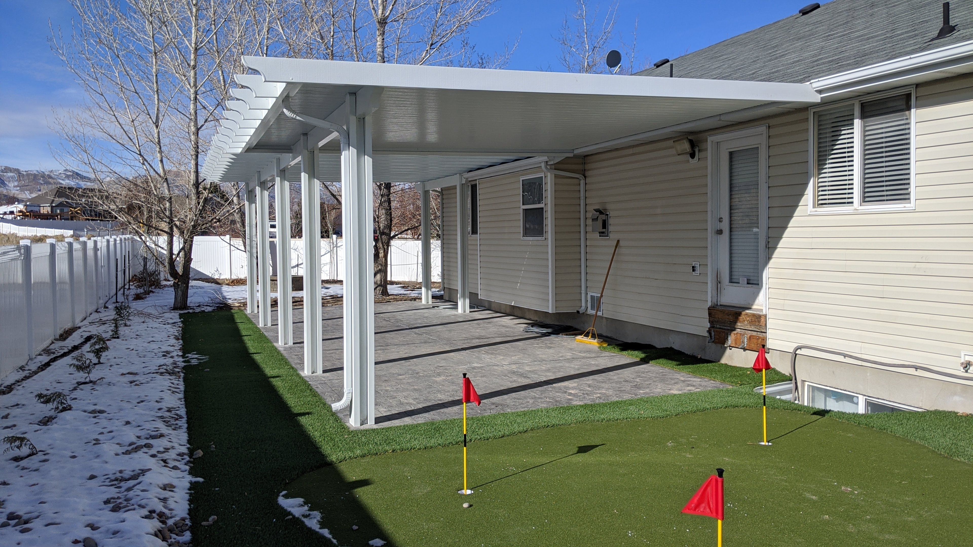 Combination patio cover and awning project by Utah Awnings