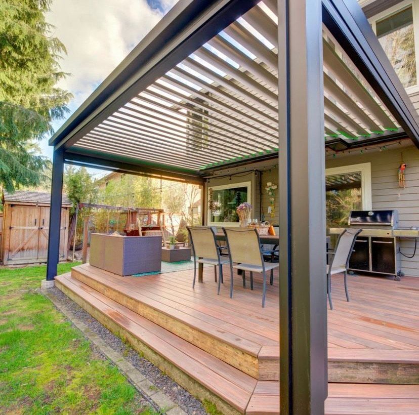 Custom automatic electric louvered awning in Salt Lake City, Utah