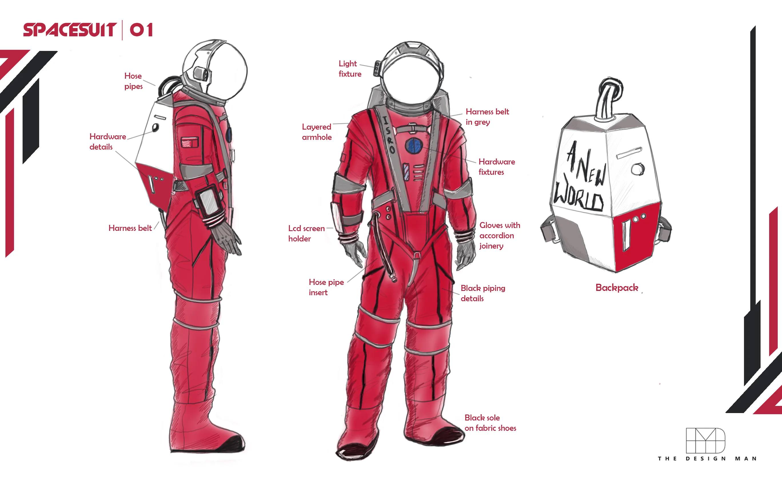 Spacesuit costume with worn backpack rig