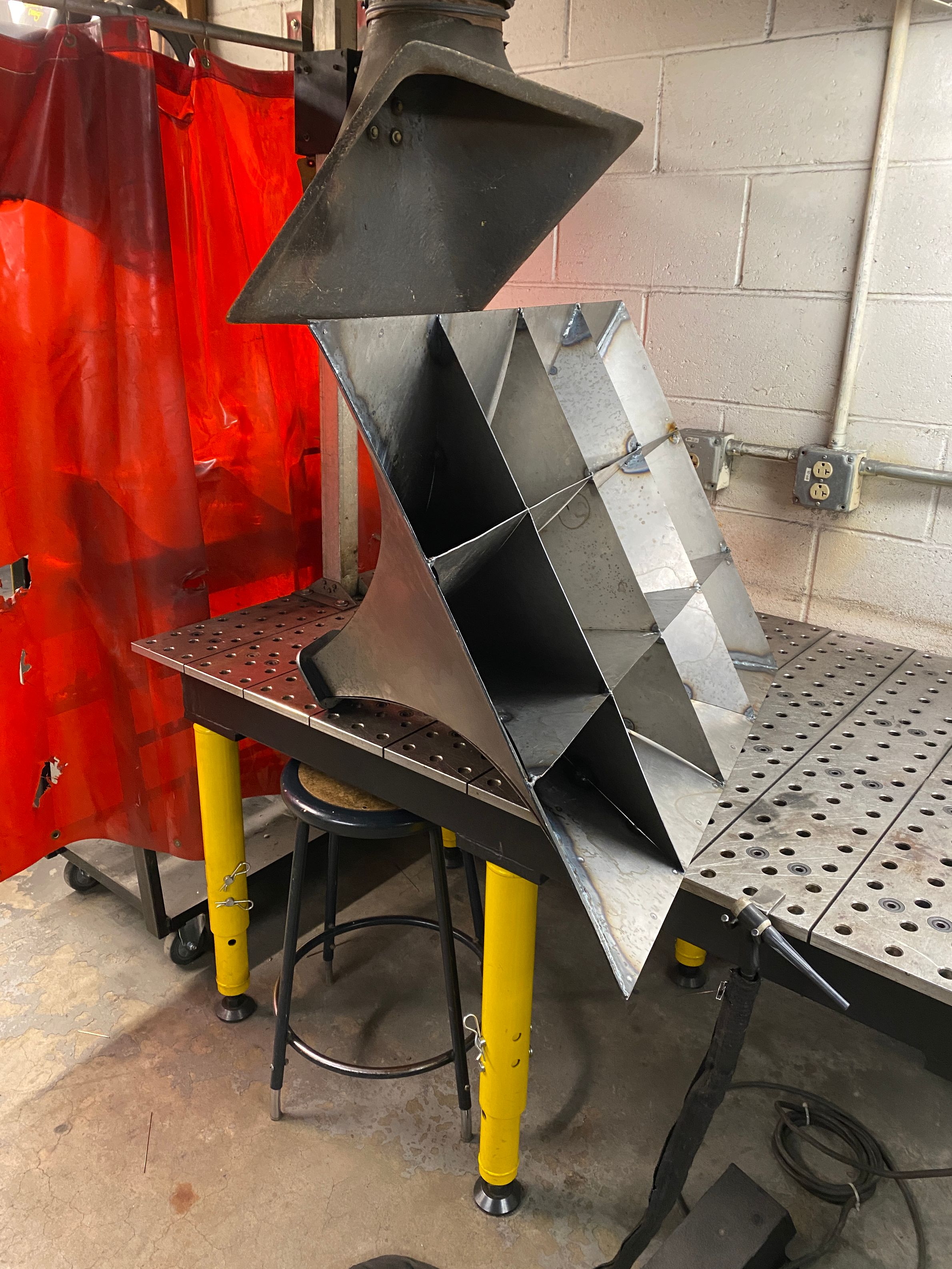 Steel horn in metal shop