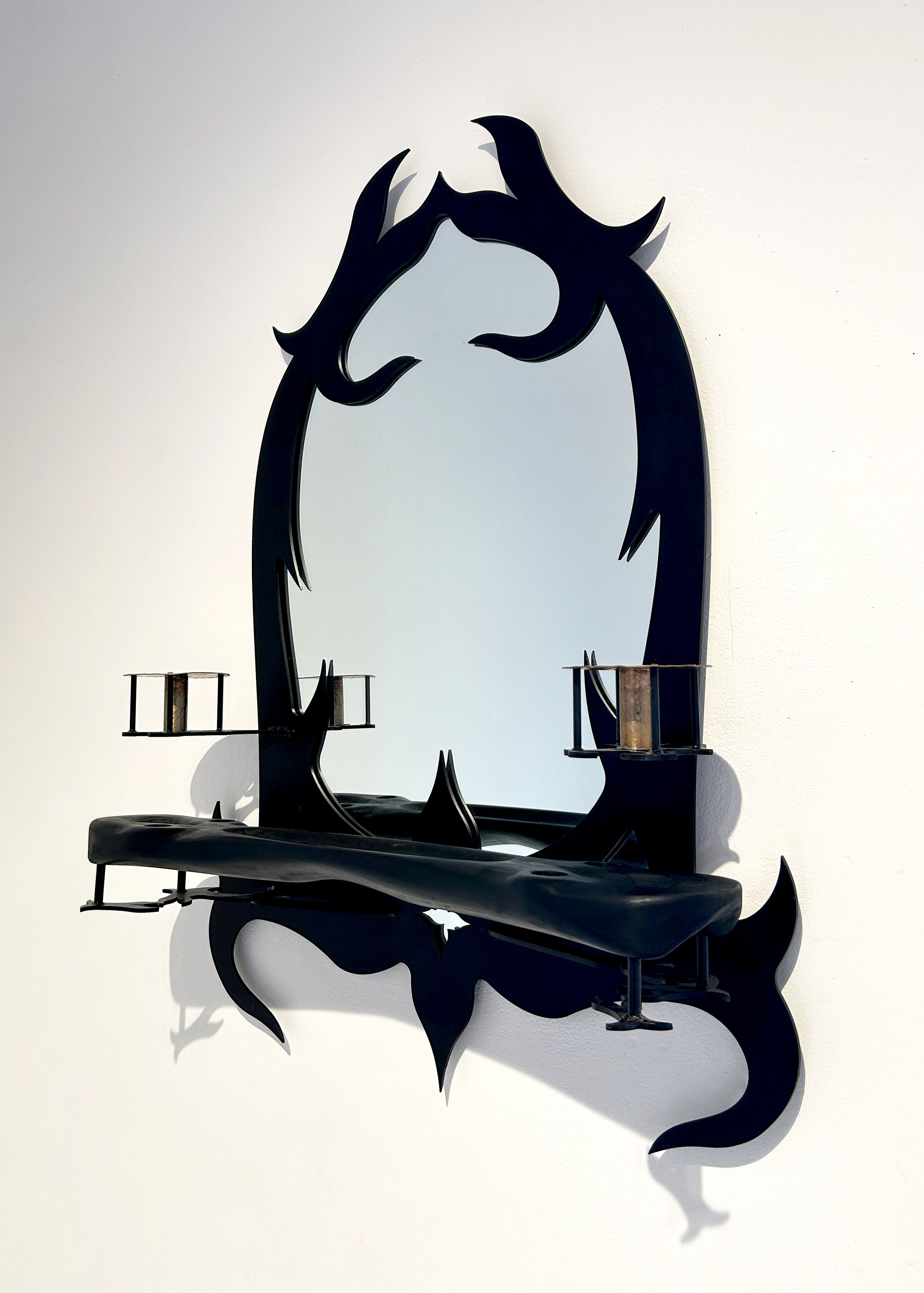 Blackened steel and bronze mirror