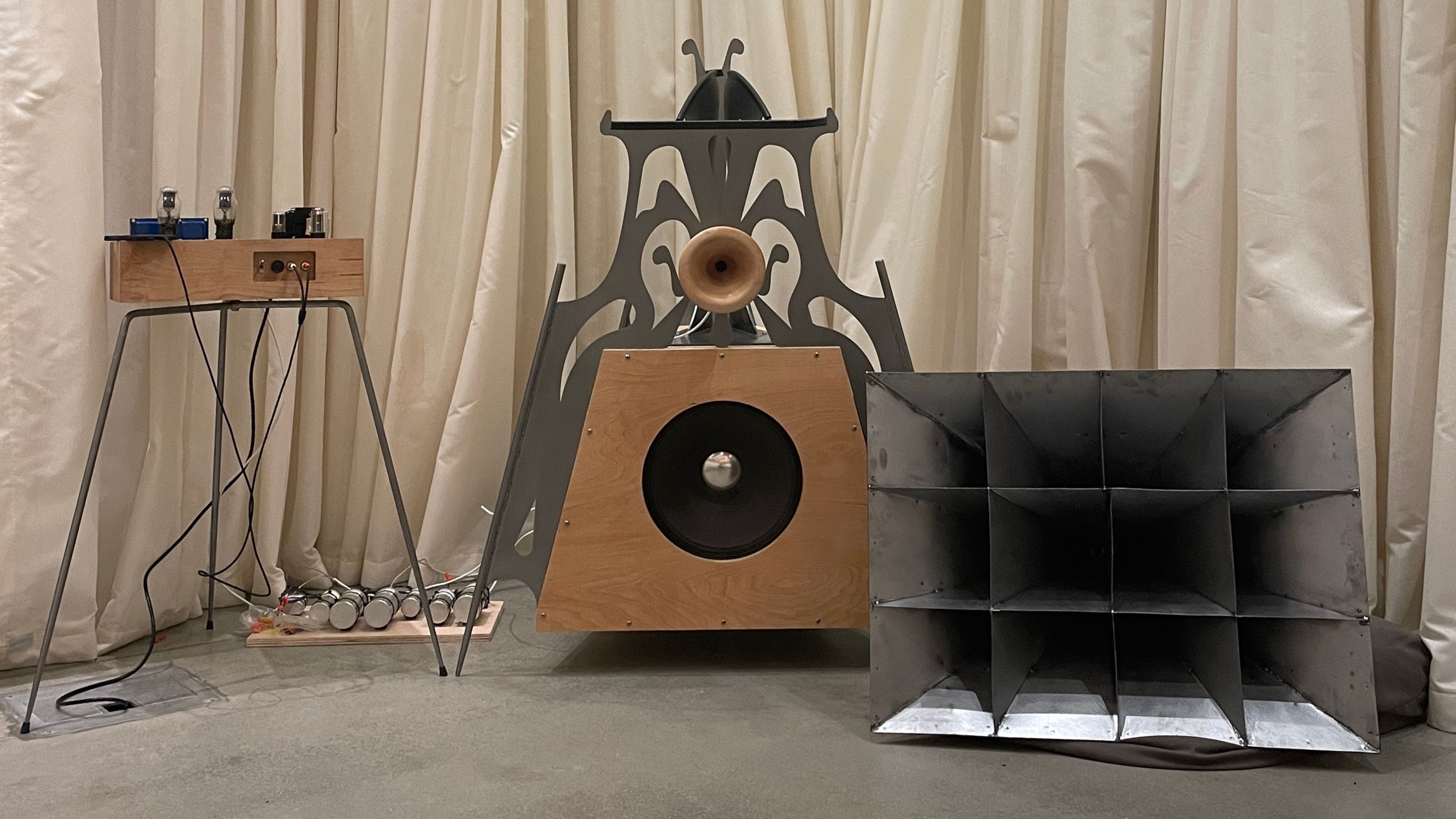 Maple and steel loudspeaker system