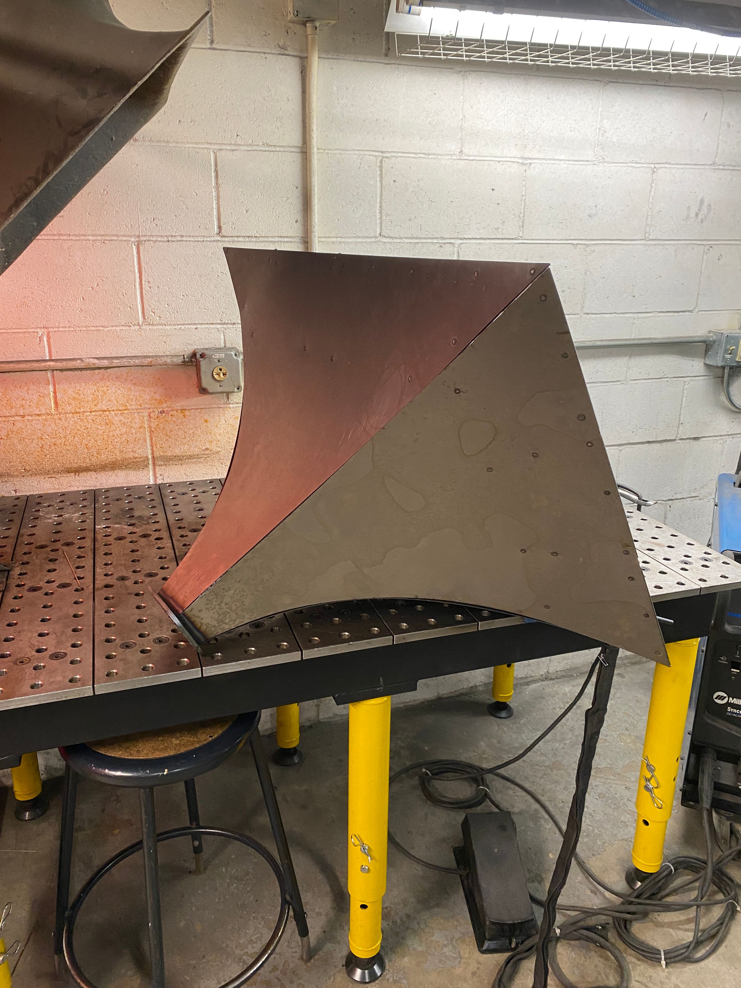 Steel horn in metal shop