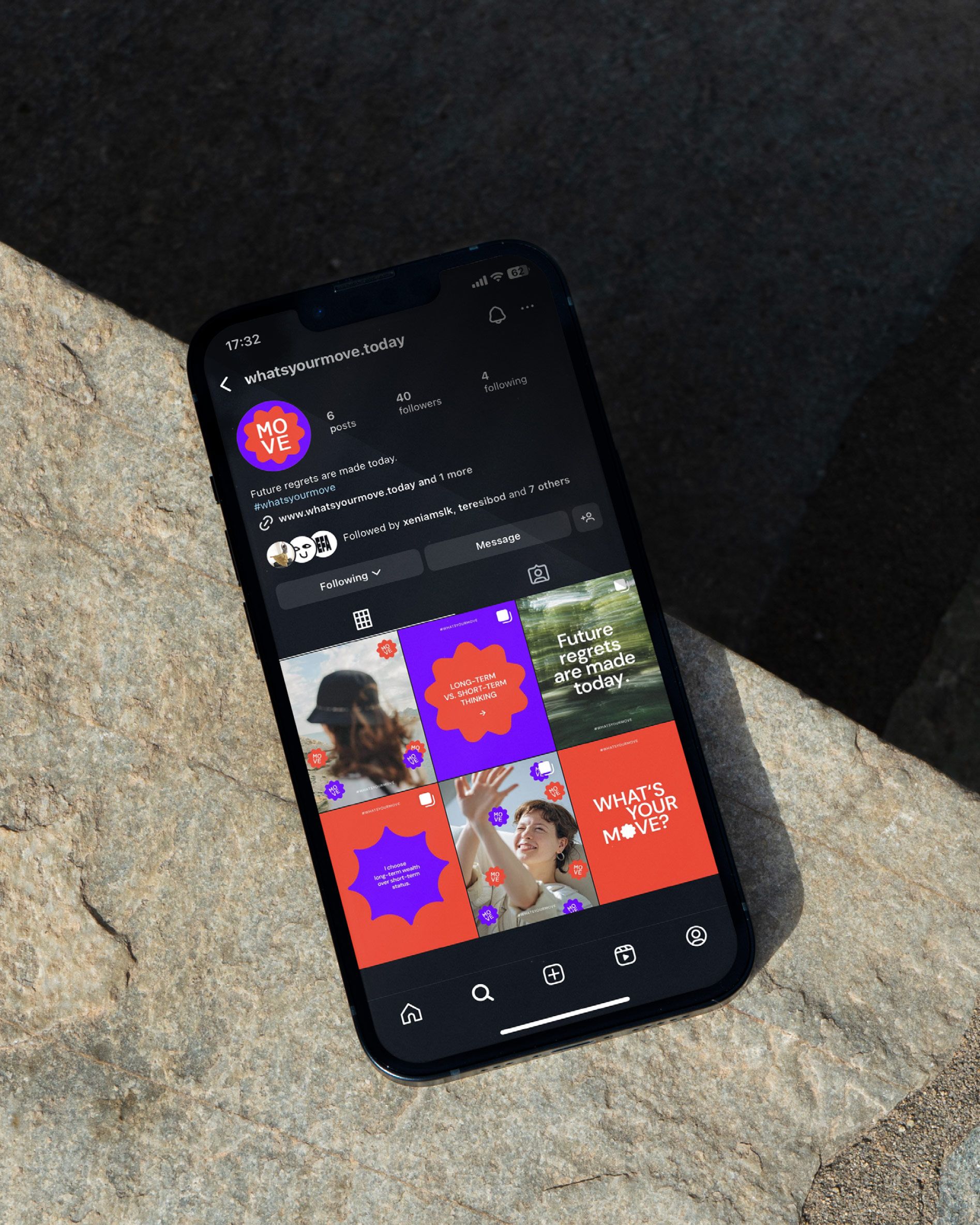 Phone screen showing the Instagram account