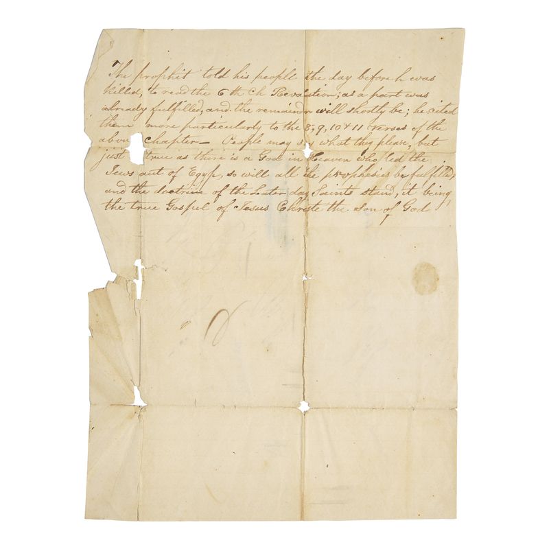 Joseph Smith's Last Words and Rare Mormon Historical Documents from the Eric C. Caren Collection to be Offered June 30 at Freeman’s
