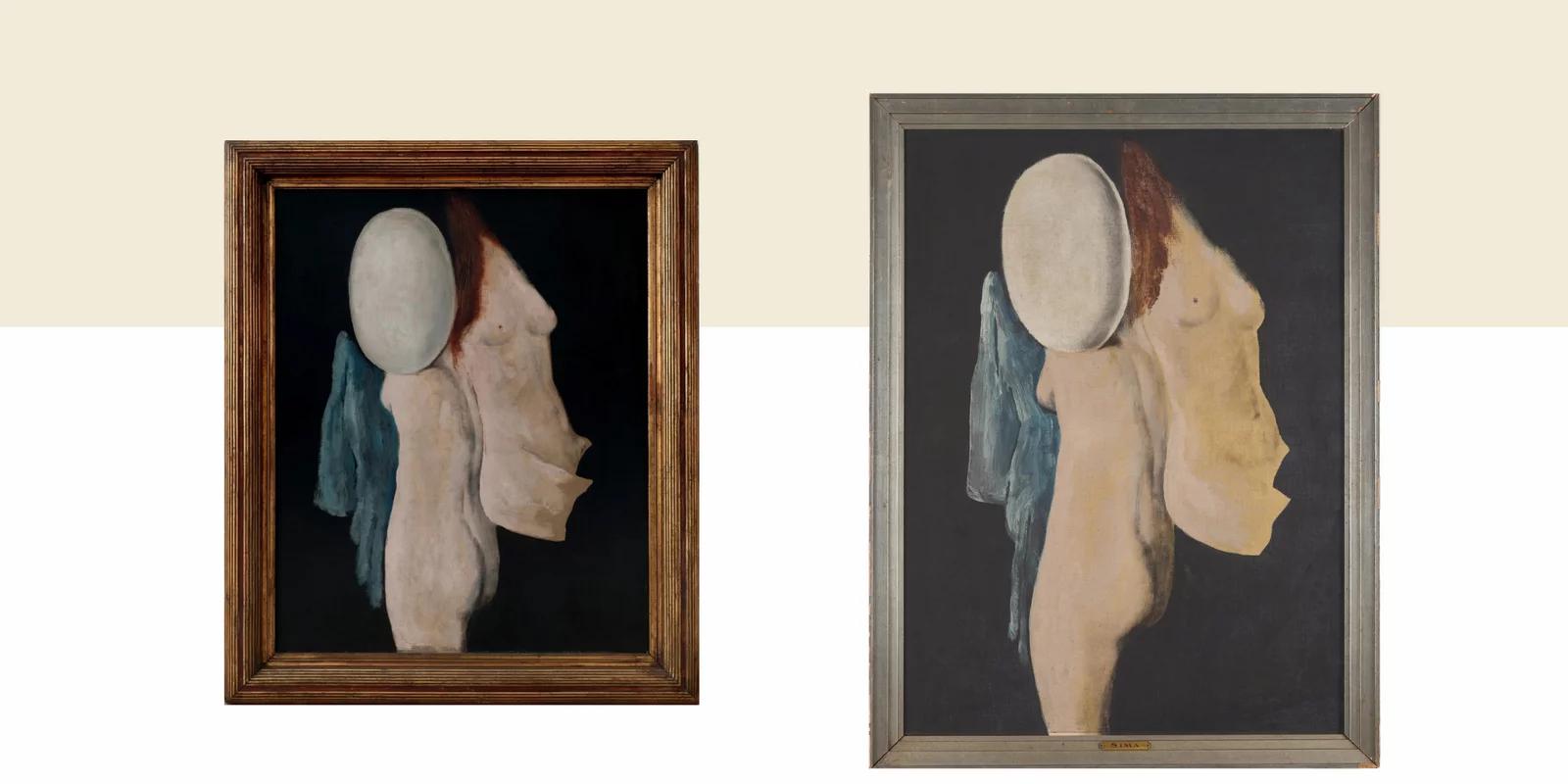 Left: Europa from the Moravian Gallery in Brno, 1927, oil, canvas, 80 x 65 cm Right: Europa from Philadelphia, 1927, oil, canvas, 100 x 73 cm. To be offered 4/29/2026