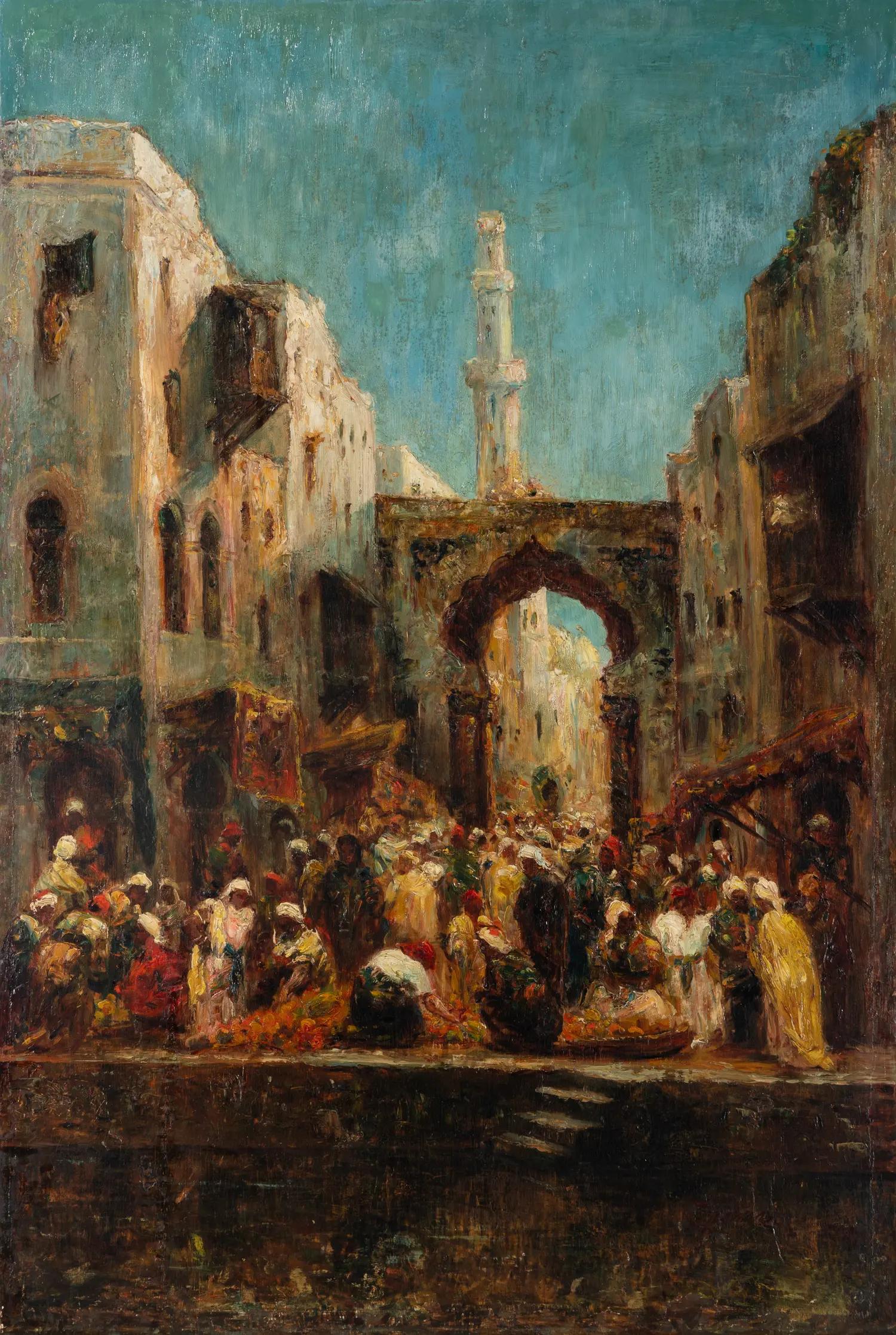 Lot 134 | Félix Ziem (French, 1821-1911) | Street in North Africa | Estimate: $25,000 – $40,000 Sold to Benefit King University, Bristol, Tennessee