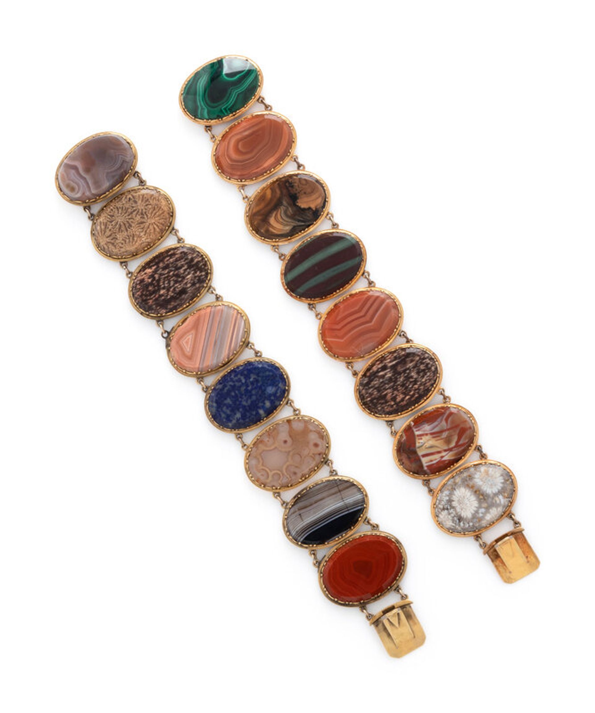 Lot 1 | VICTORIAN, PAIR OF HARDSTONE BRACELETS | Estimate: $3,000 - 5,000