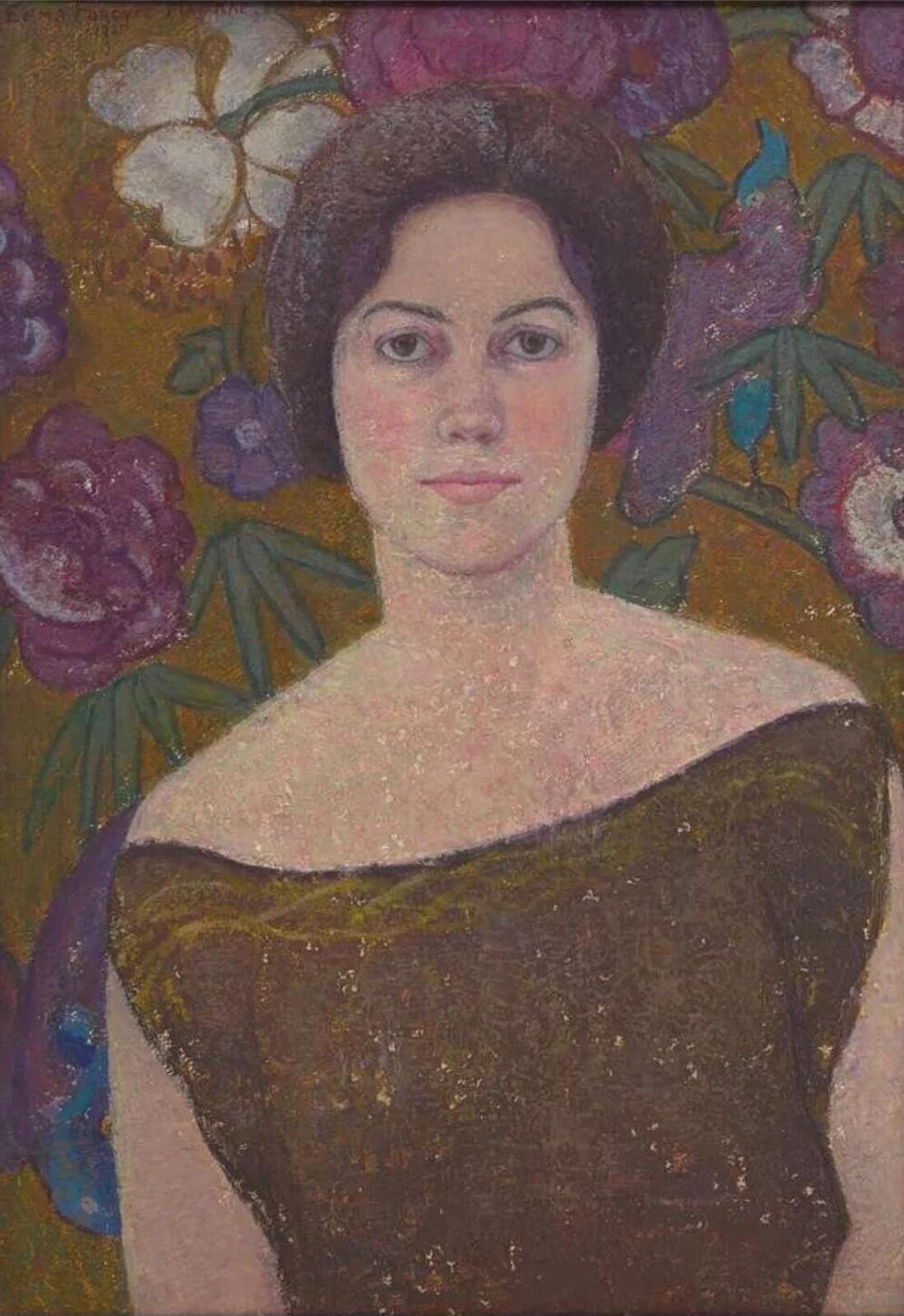 painting of a woman with dark brown hair