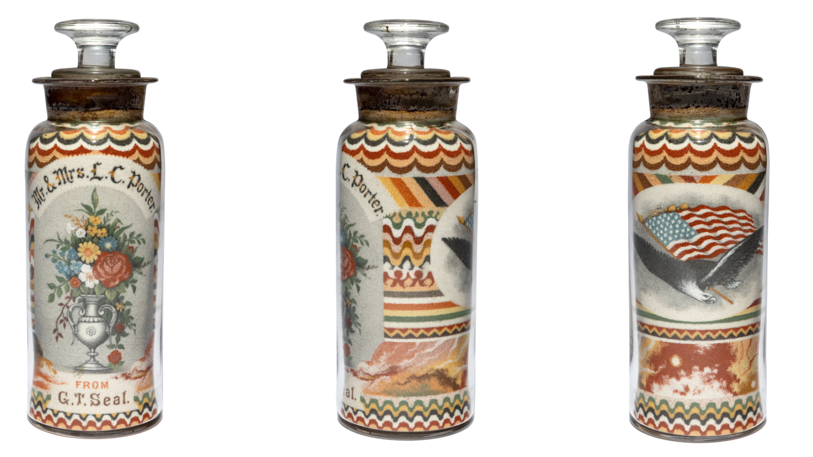 Freeman’s Spring American Furniture, Folk and Decorative Arts Sale Surpasses $1M,   Led by Andrew Clemens Sand Art Bottle