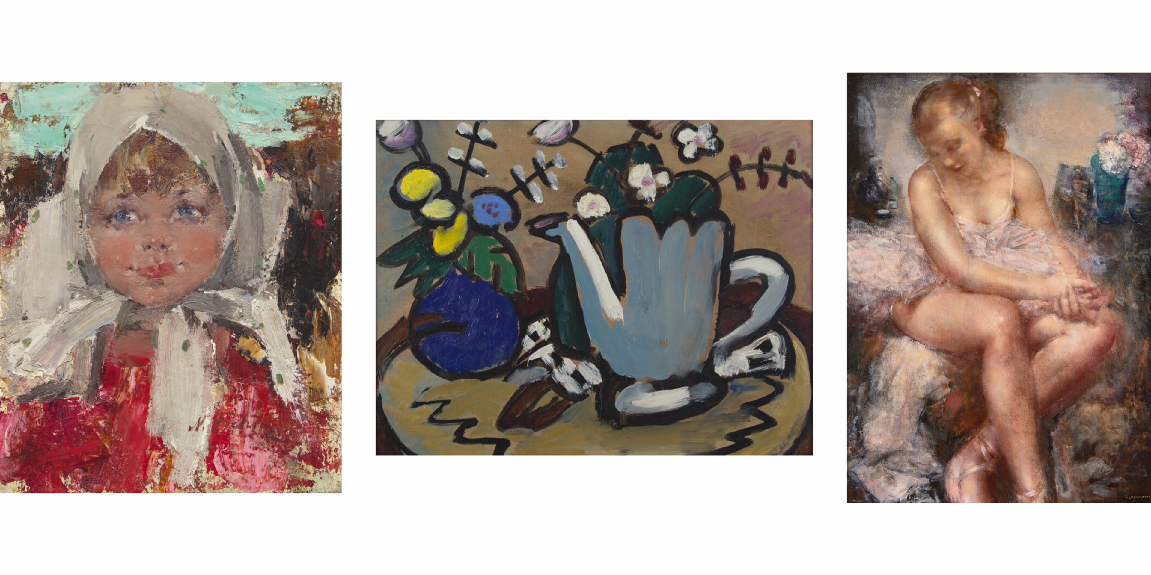 From Left to Right: Lot 45 | Nicolai Fechin (Russian, 1881-1955) Girl with White Headscarf, c. late 1920s Estimate: $250,000 - 400,000