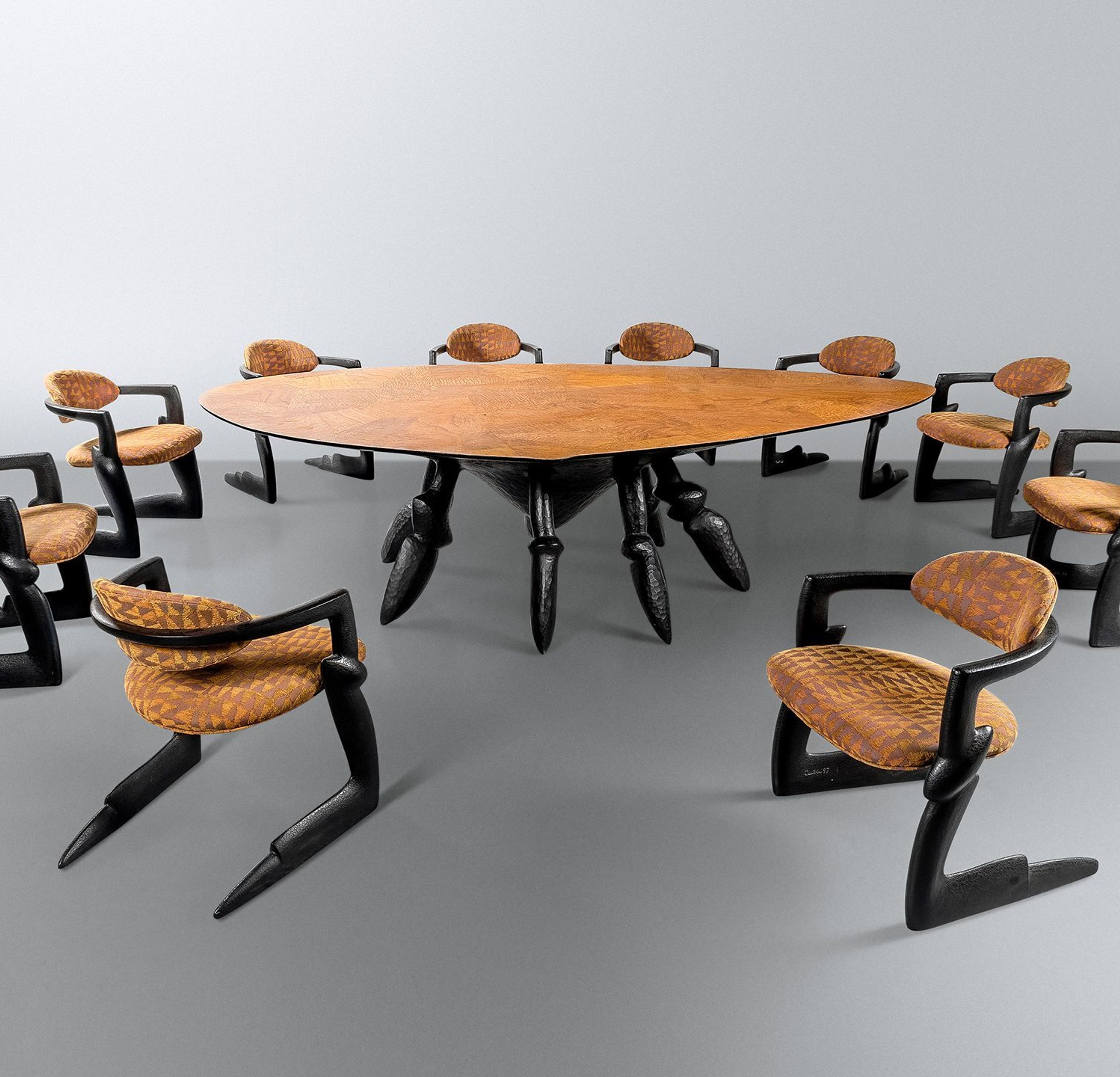 Wendell Castle, Seven Days of the Week Dining Table and Ten Chairs, 1997