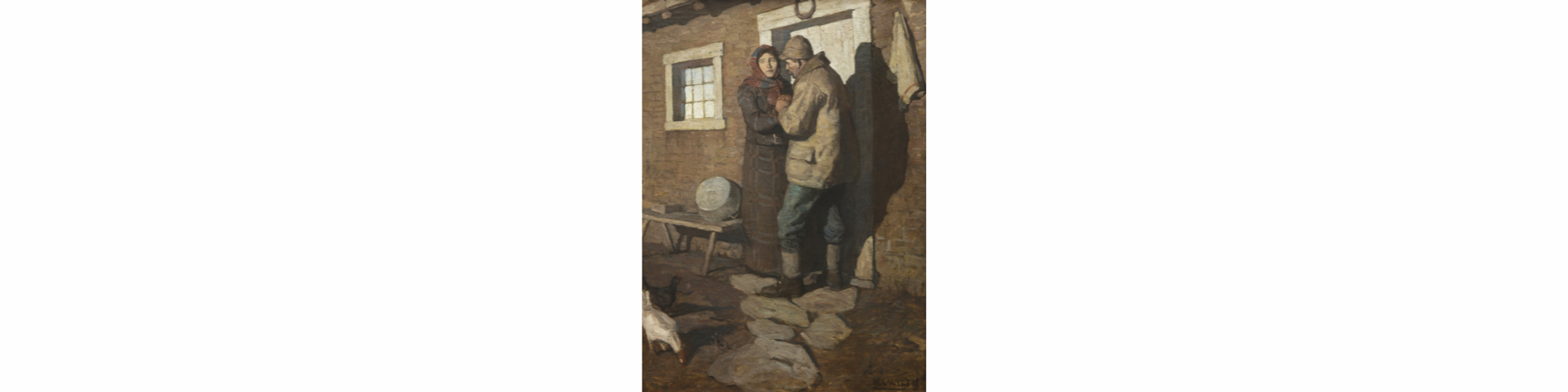 Lot 64 | N. C. Wyeth, At the door of their little cabin, he kissed her, 1911 Estimate $70,000 - 100,000