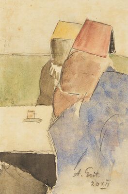 Lot 21 | Alexis Gritchenko (Ukrainian, 1883-1977) Two Men at a Table, circa 1960-65 | Estimate: $1,000 - 1,500