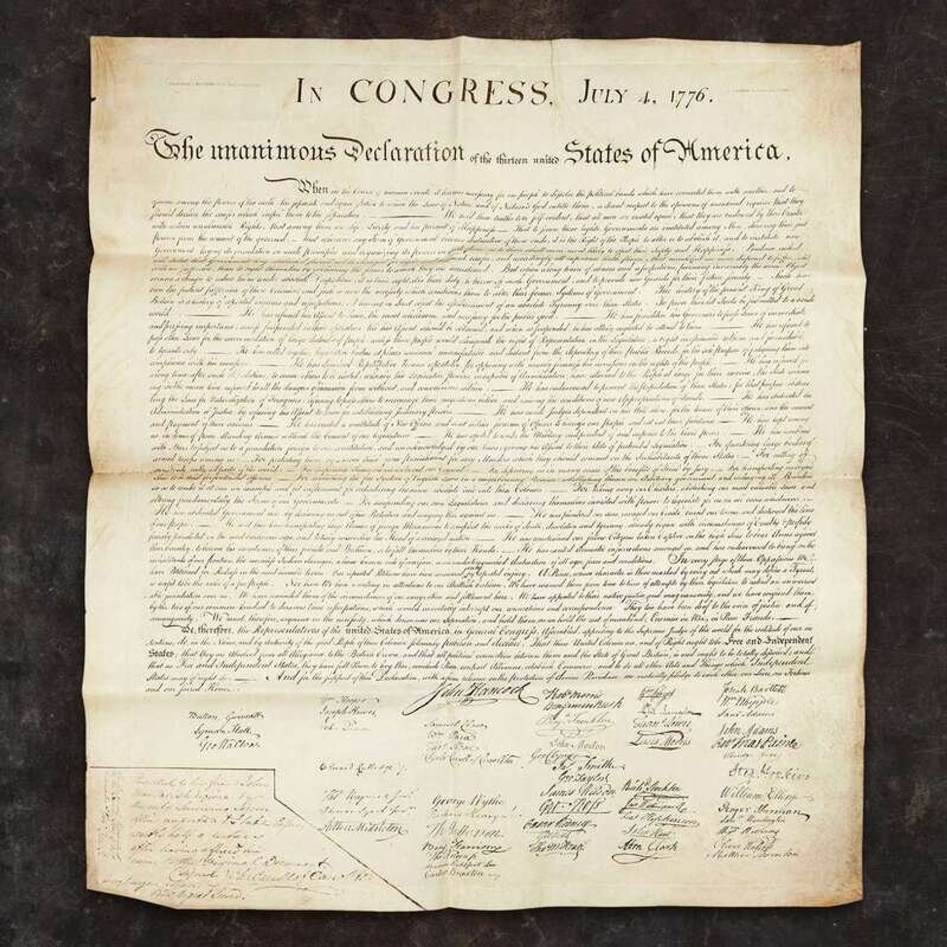 [Stone, William J.] In Congress, July 4, 1776. The unanimous Declaration of the thirteen united States of America