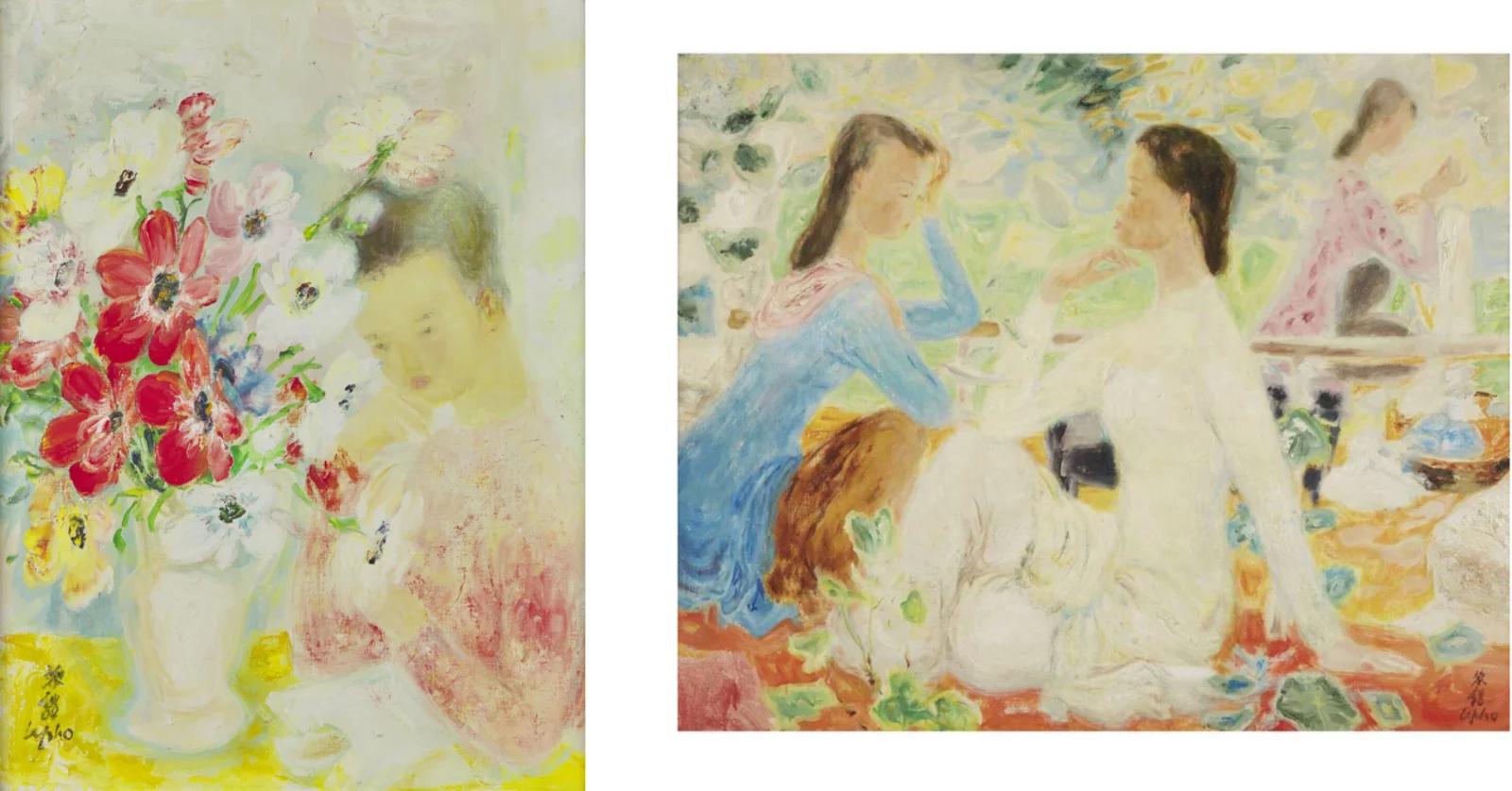 Le Pho (French/Vietnamese, 1907–2001) "Sur La Terrasse" | Price Realized $140,000; Lê Phó (French/Vietnamese, 1907-2001) | L'Enfant aux Pavots | Price Realized $101,600