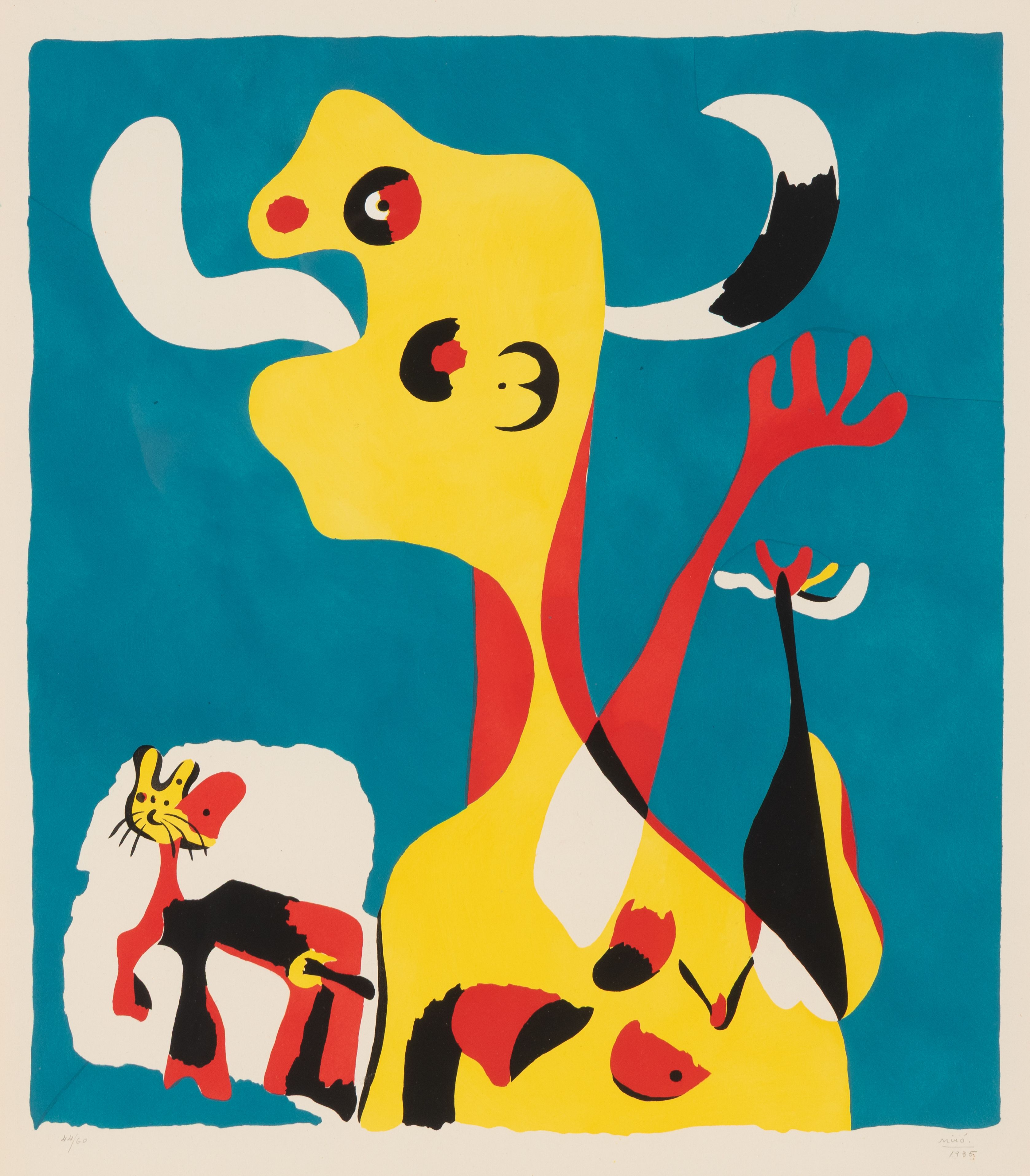 Lot 102 | Joan Miró, Femme et chien devant la lune, 1935 | Estimate $15,000 - 20,000