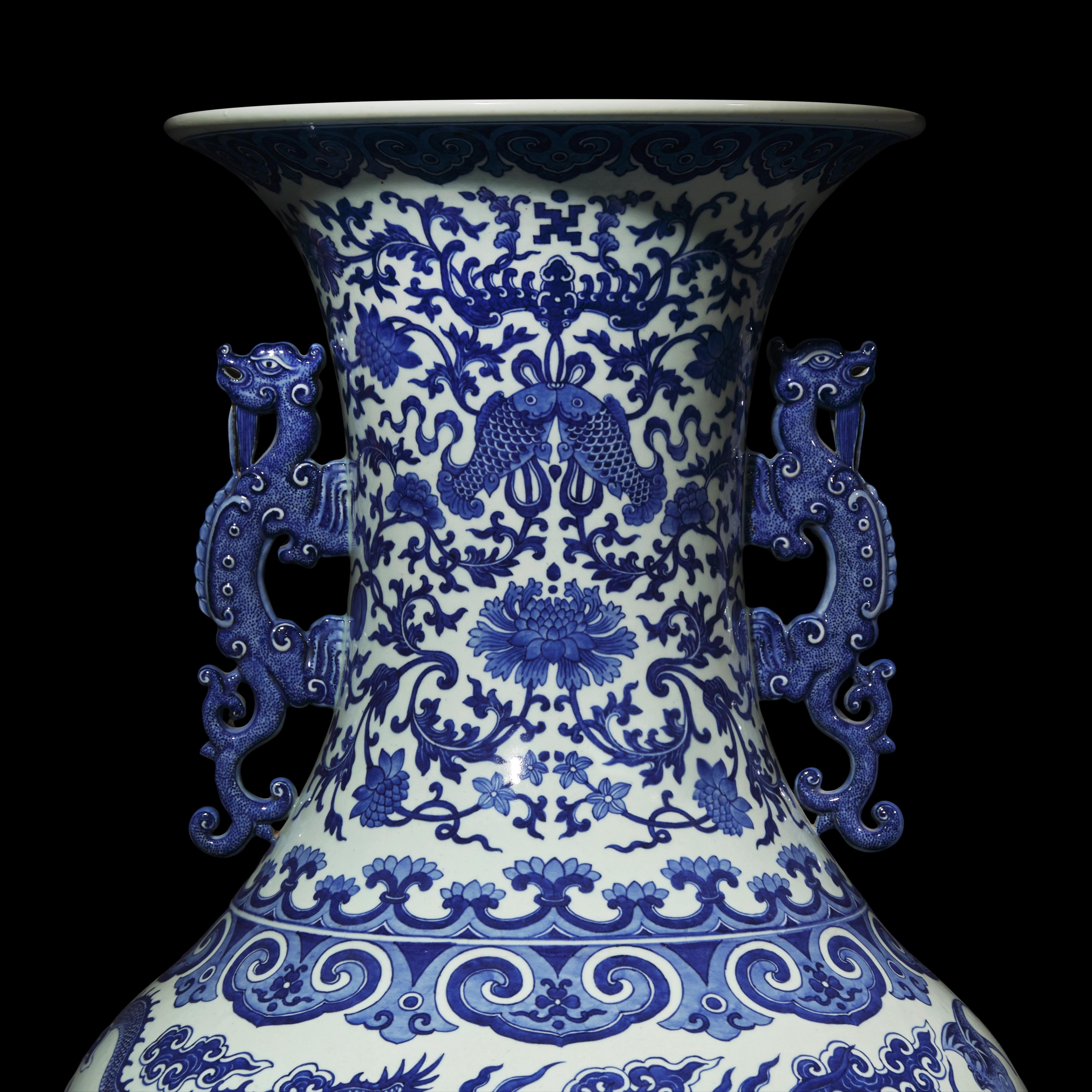 TO BE OFFERED SEPTEMBER 18, NEW YORK
A Magnificent, Monumental, and Extremely Rare Chinese Blue and White “Nine Dragon” Vase, Qing Dynasty, Jiaqing/Daoguang Period
Estimate: $40,000 – 60,000
Propert from the collection of Robert C. Shelton, Jr