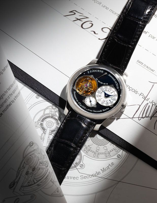 A RARE AND IMPORTANT F.P. JOURNE, PLATINUM 'TOURBILLON SOUVERAIN BLACK LABEL' WATCH