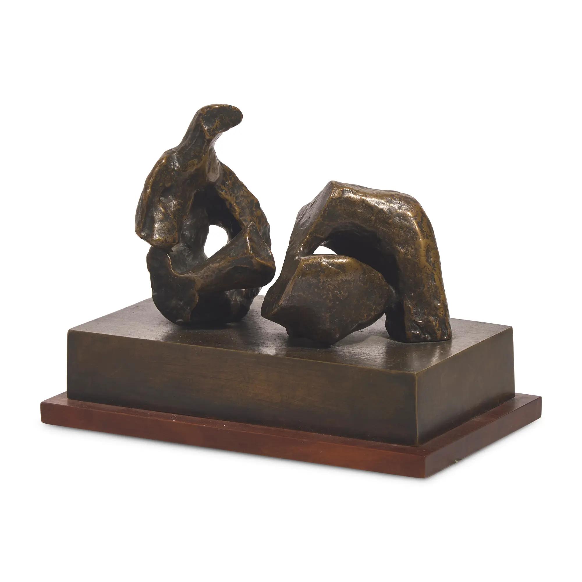 Lot 53 | Henry Moore (British, 1898-1986) | Two Piece Reclining Figure: Maquette No. 4, 1961 | Estimate: $30,000 – $50,000 | Sold for $48,000