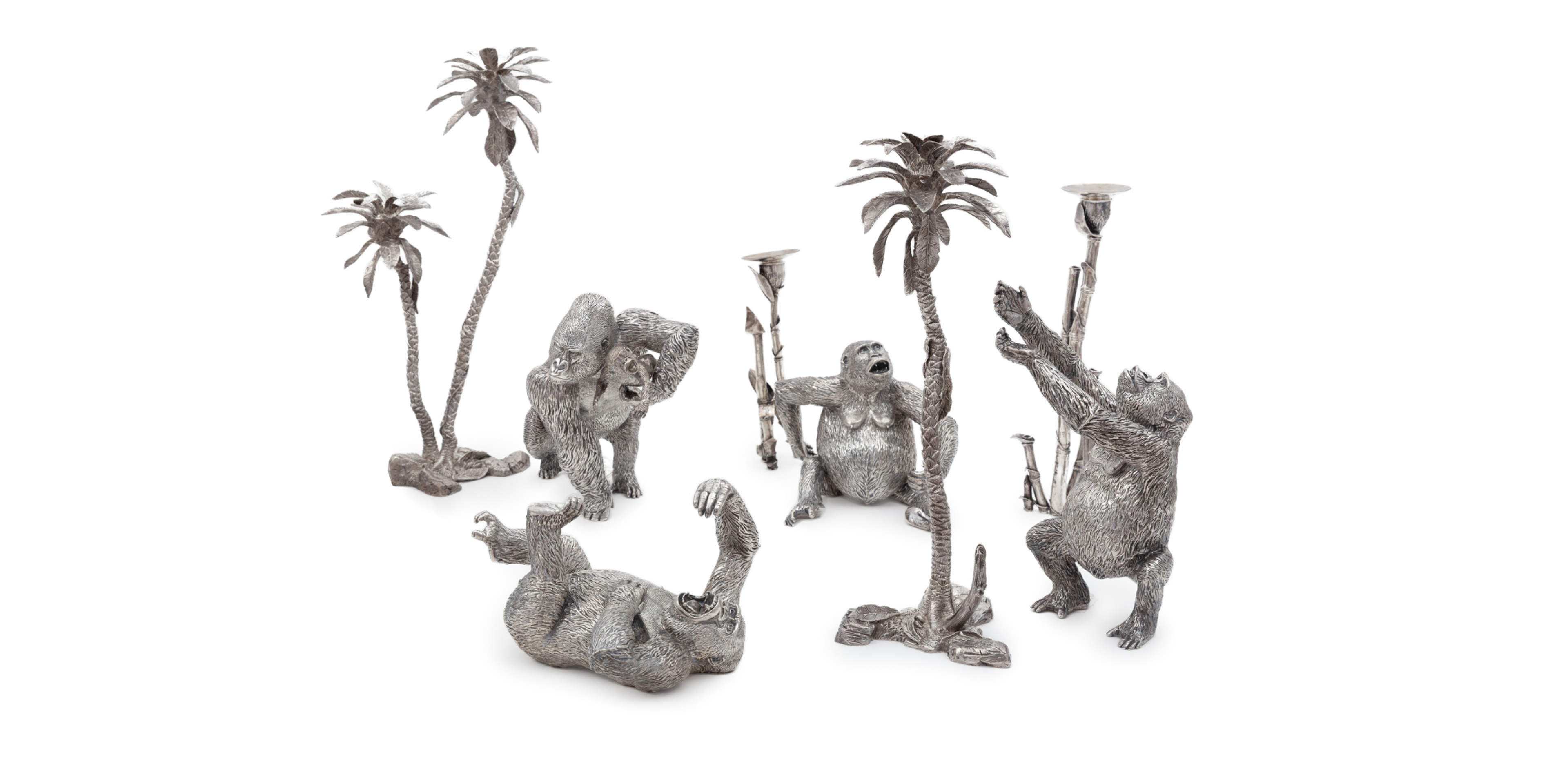 Lots 208 - 222: An expansive collection of vintage Patrick Mavros sterling silver gorillas, including examples from the original 1996 production, highlights Freeman's June 2026 Dining at Home auction.