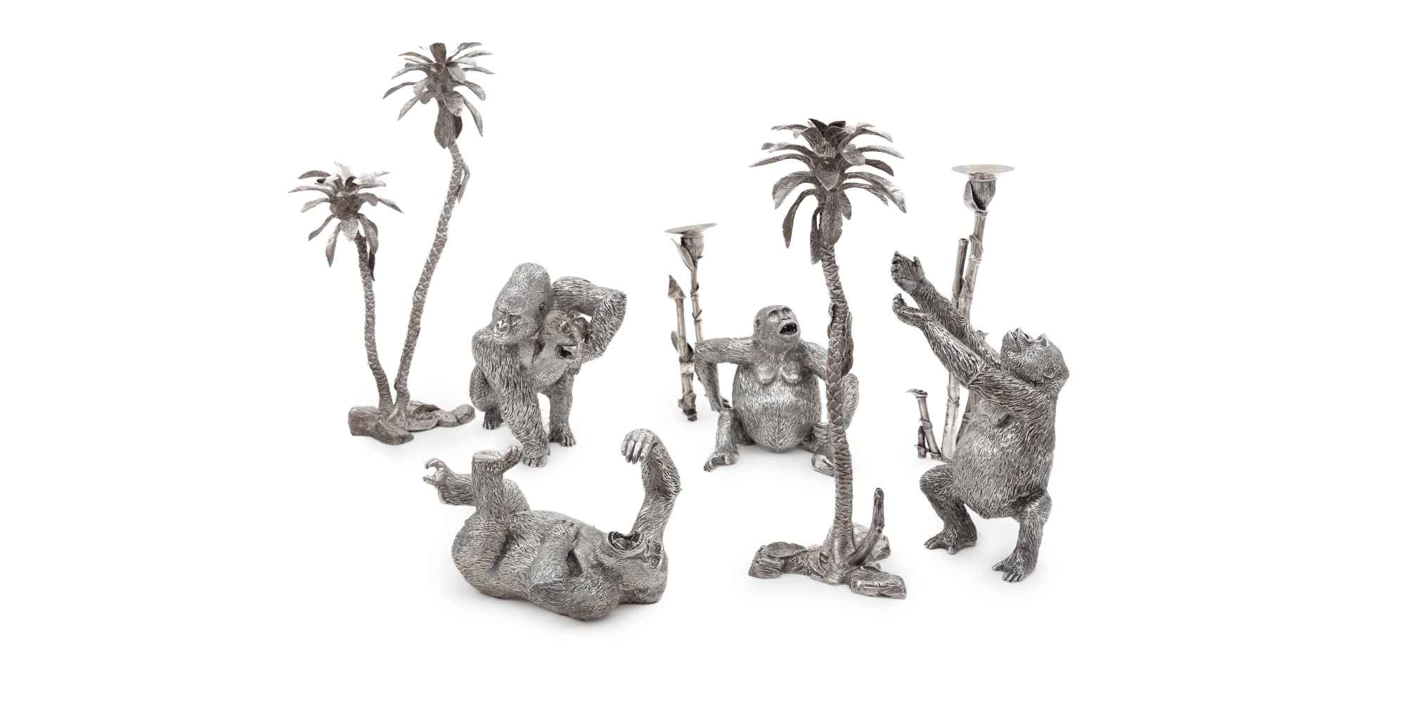 Lots 208 - 222: An expansive collection of vintage Patrick Mavros sterling silver gorillas, including examples from the original 1996 production, highlights Freeman's June 2026 Dining at Home auction.