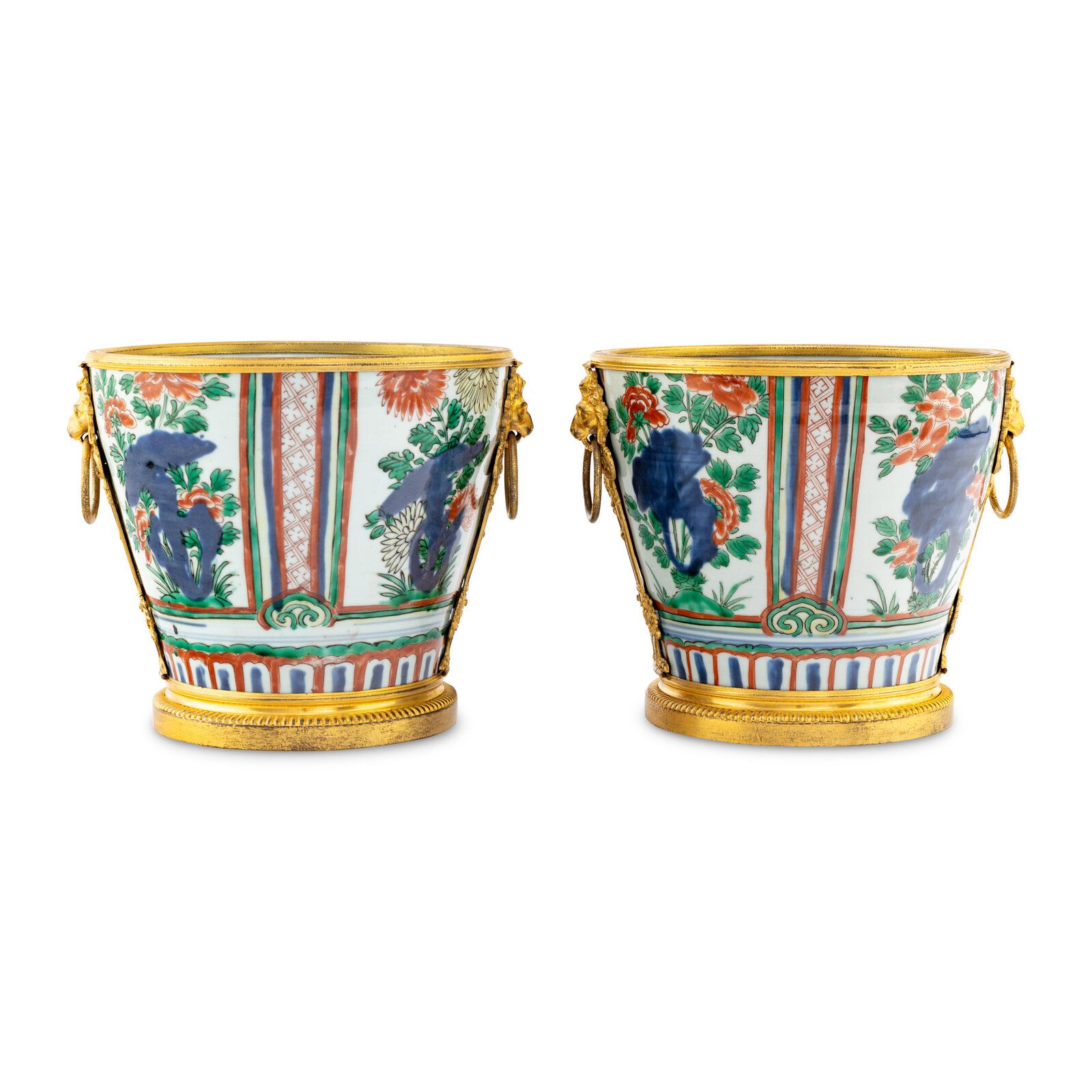 Lot 101 | A Pair of Chinese Wucai Porcelain and Ormolu Mounted Jardinières | Estimate $15,000 – $25,000