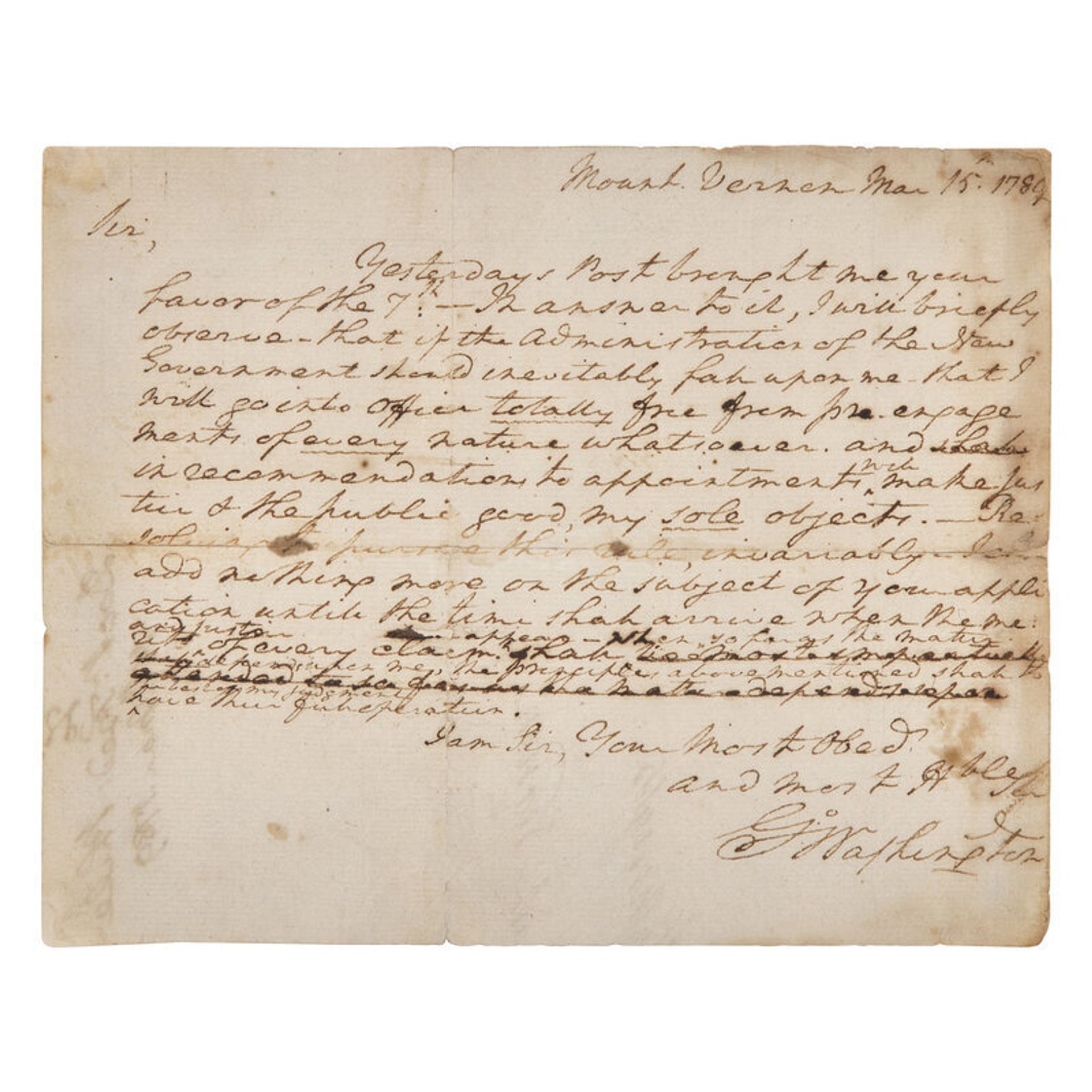 Lot 148 | [Washington, George] Washington, George. Autograph Letter, signed