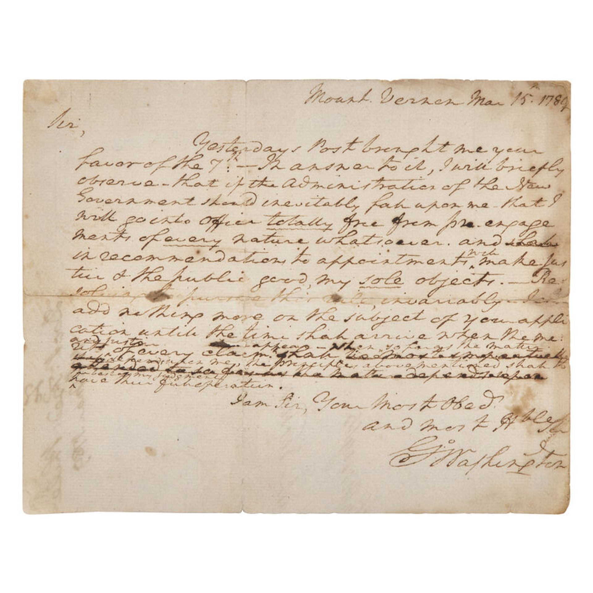 Lot 148 [Washington, George] Washington, George. Autograph Letter, signed