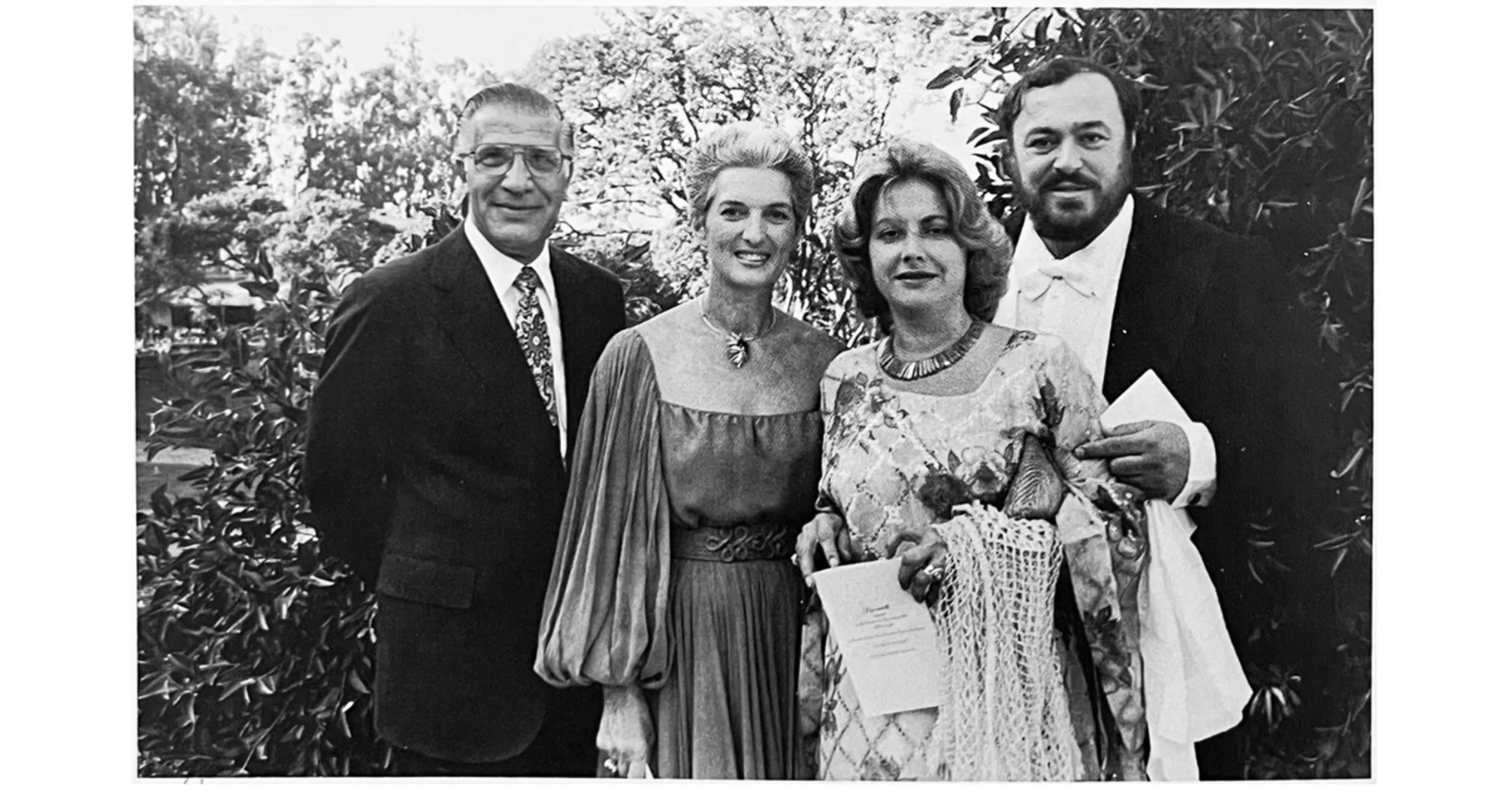 Ada and Barrie Regan with Luciano Pavarotti at Strawberry Hill Residence 