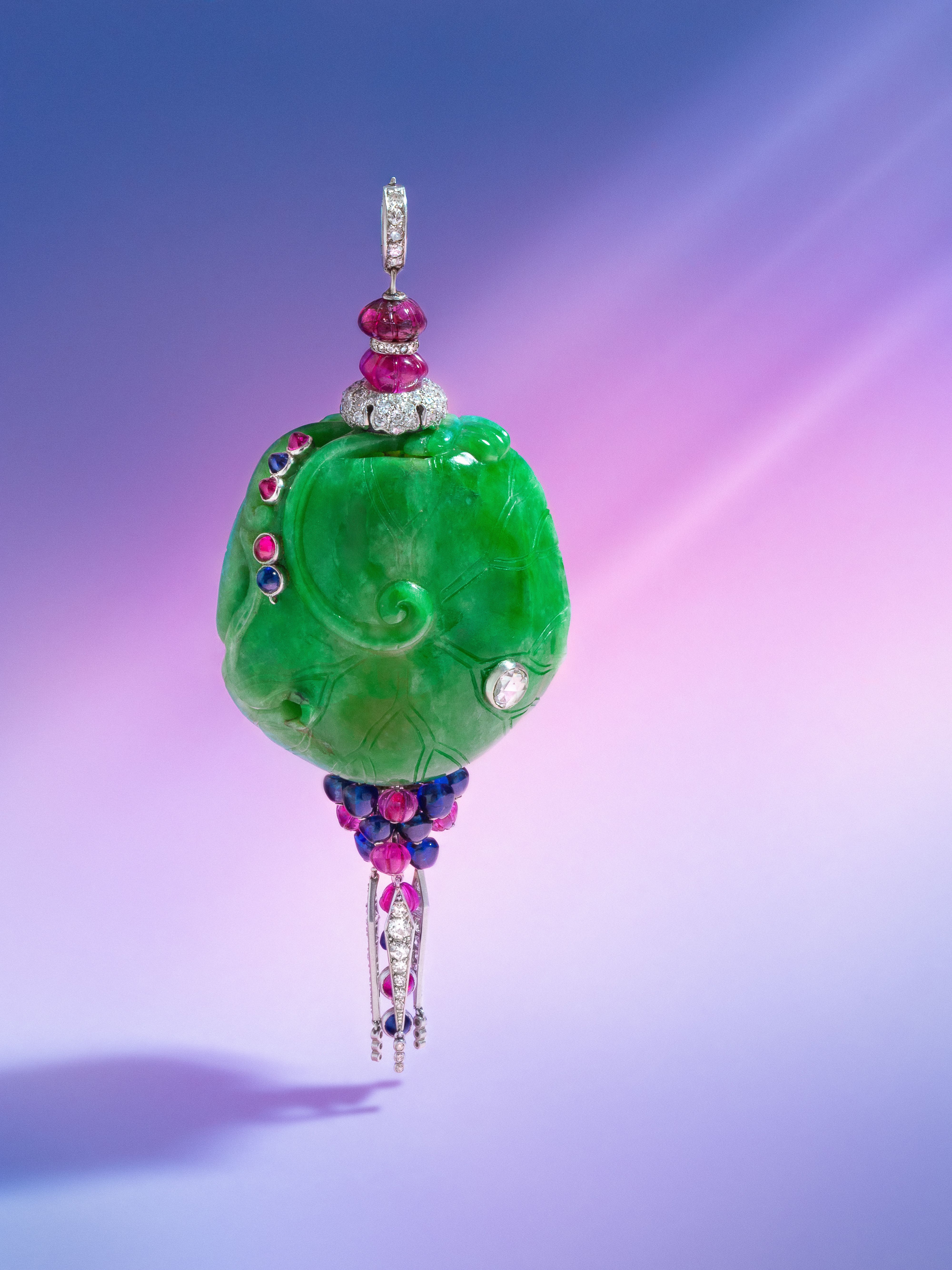 Cartier, Art Deco, Jade, Diamond and Multigem Pendant Soars Past Estimate at Hindman Yesterday