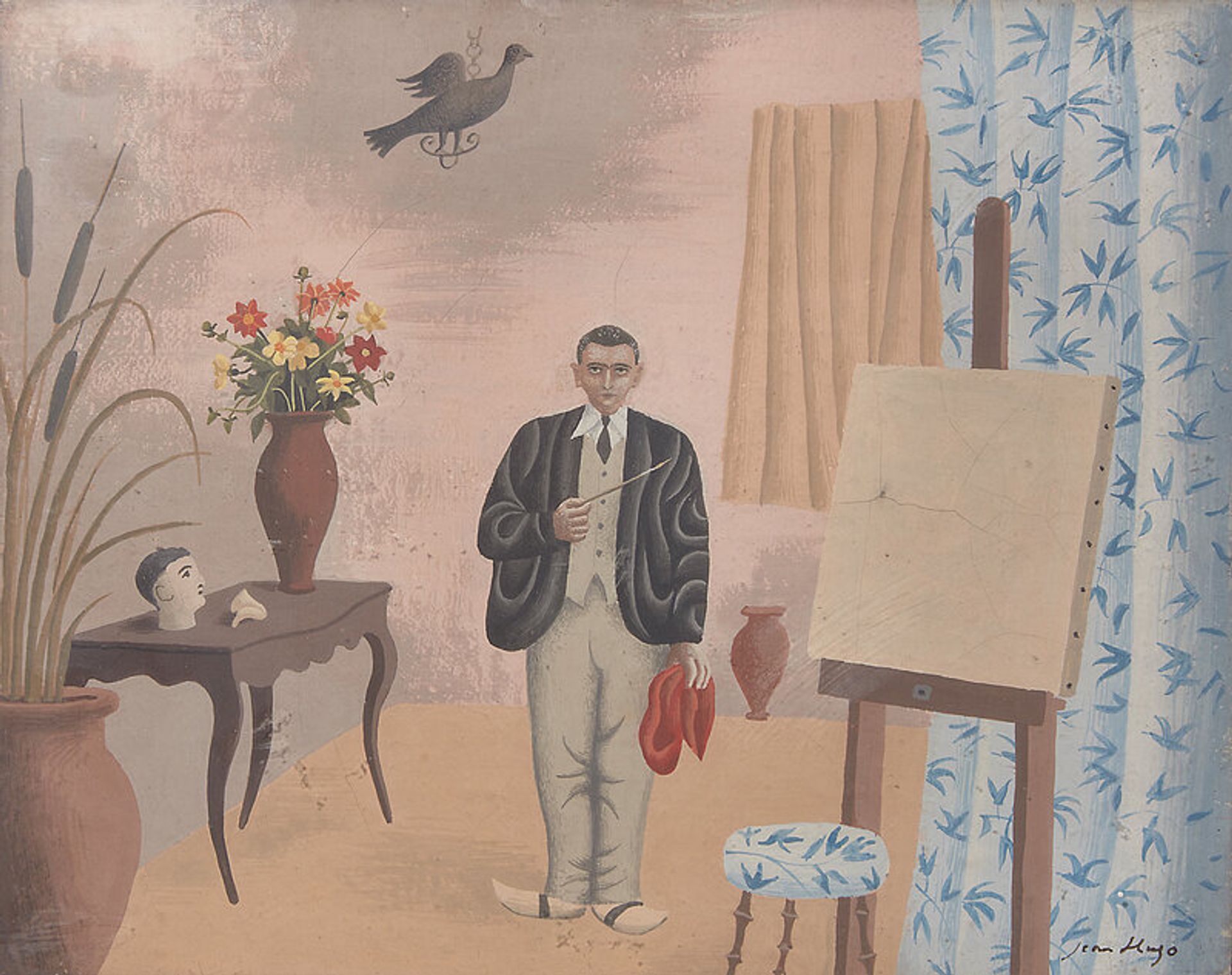 Lot 1 | Jean Hugo (French, 1894-1984), 'Le Peintre dans son Atelier (Autoportrait)', 1929, Estimate: $3,000 - $5,000, Price Realized: $44,450
