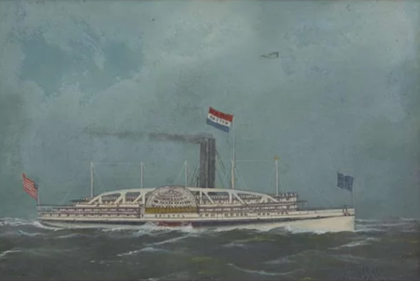 (View Sale | Antonio Jacobsen (American/Danish, 1850-1921) Bristol Paddle Steamer )