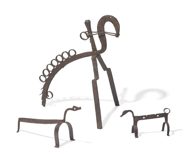 Lot 43 | A Group of Three Wrought Iron Spit Holders, French or Basque Region, 18th Century, Estimate: $2,000 - $3,000