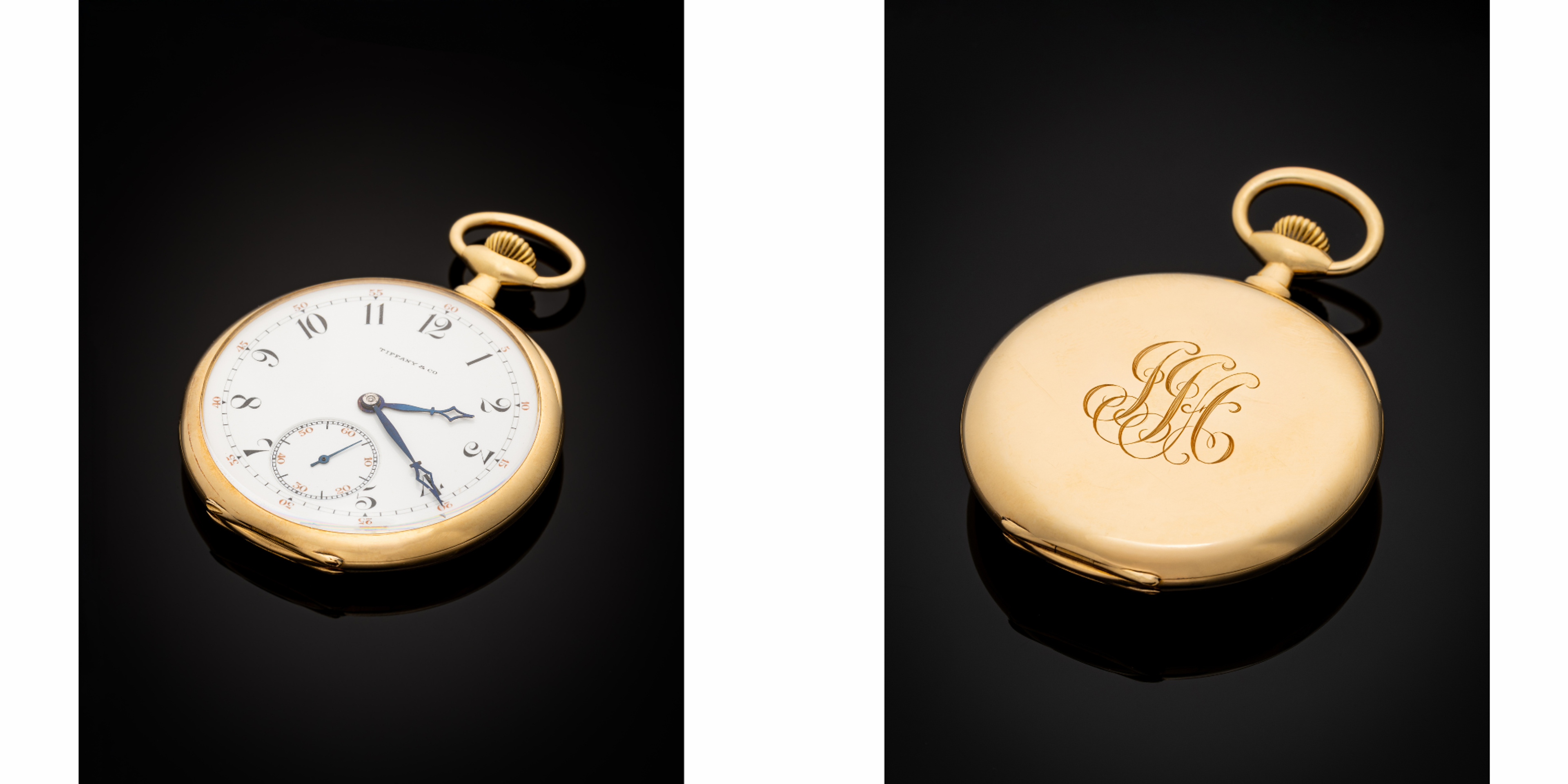 From Left to Right: Astor Pocket Watch Face and Engraved Back