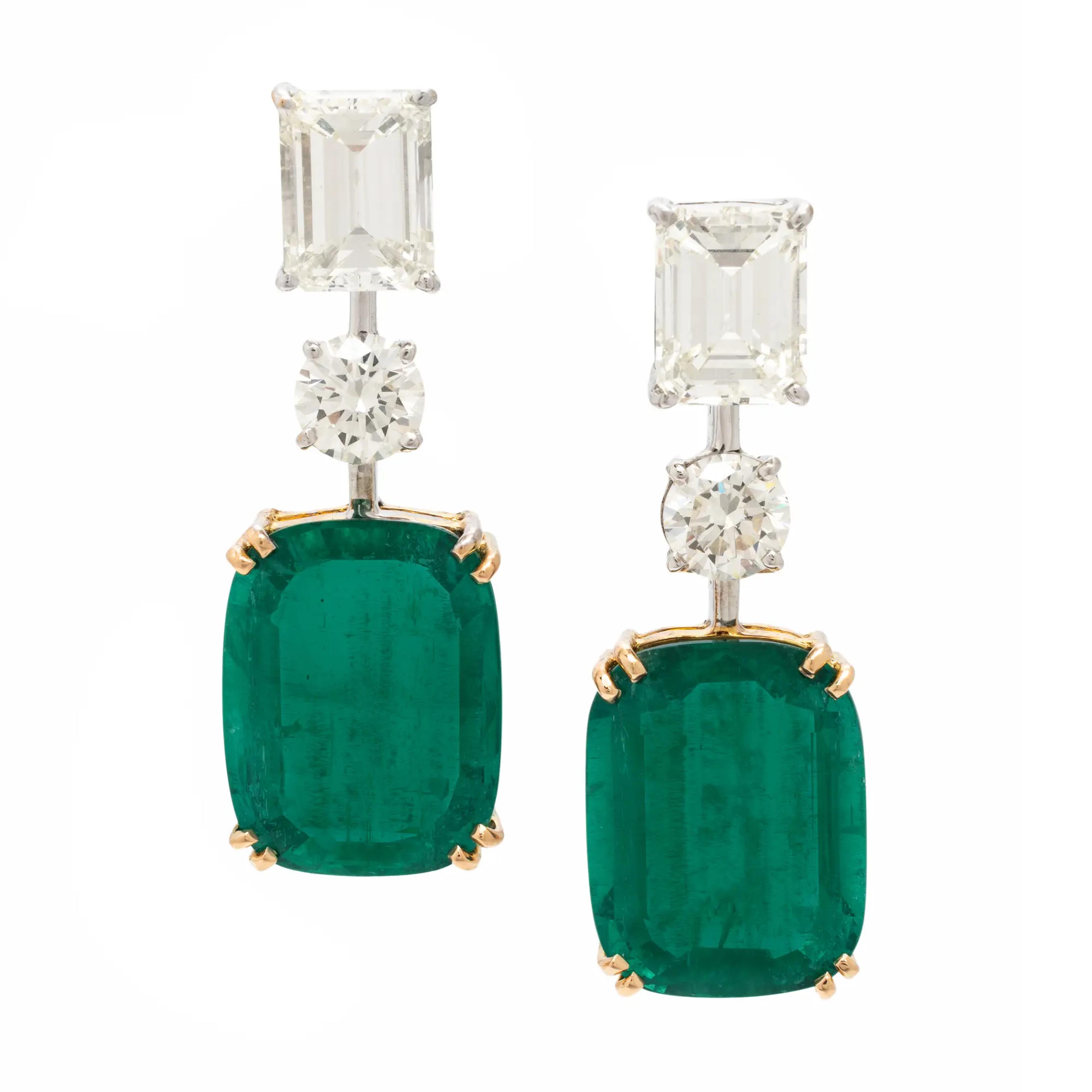 Lot 109 | Important Emerald and Diamond Earrings $125,000 – 175,000